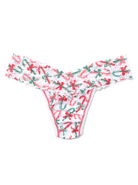 4911® Petite Size Printed Signature Lace® Low Rise Thong Holiday Candy Canes Sale