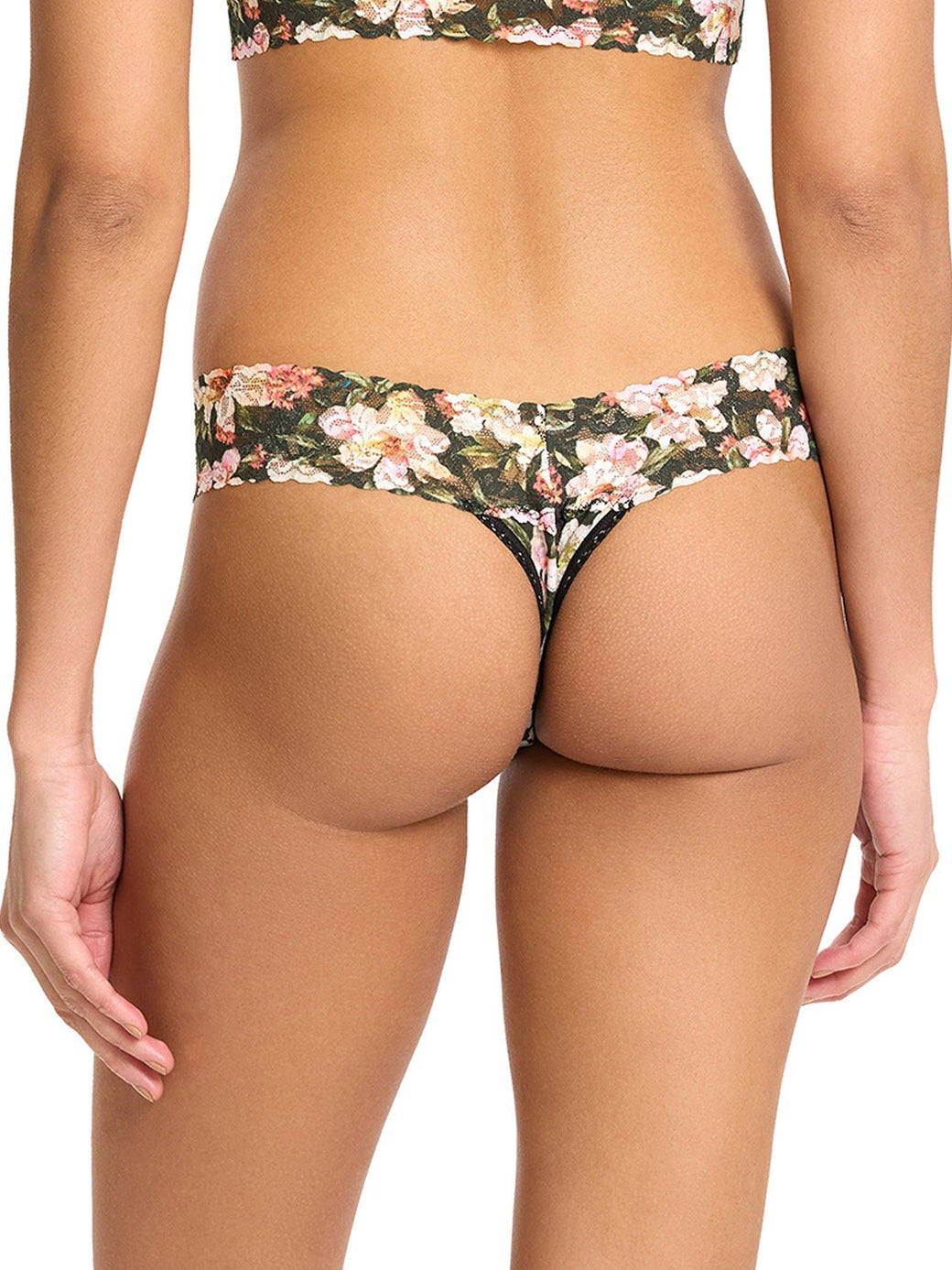 Petite Size Printed Signature Lace® Thong Dark Room Blooms Sale