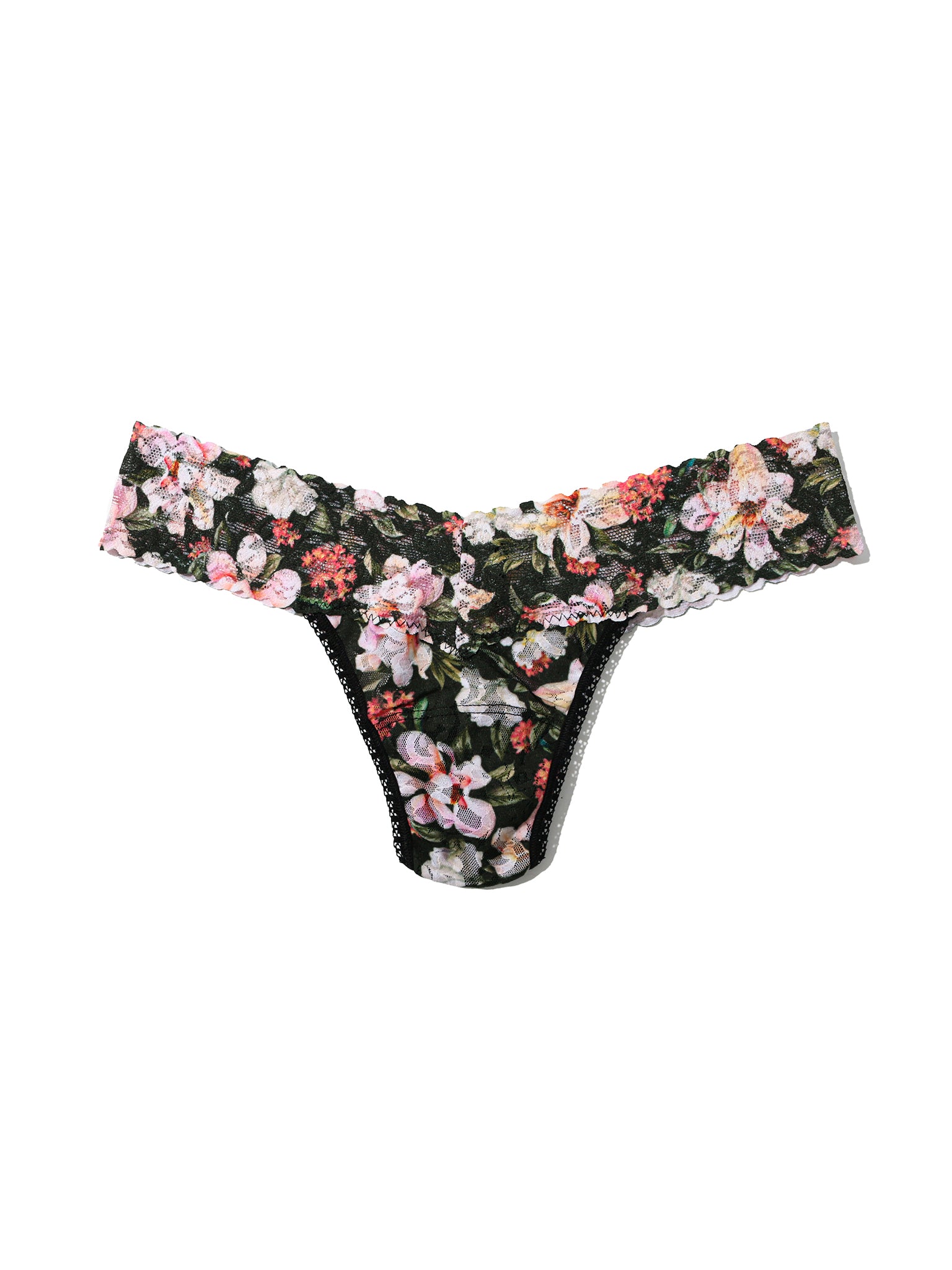 Petite Size Printed Signature Lace® Thong Dark Room Blooms Sale