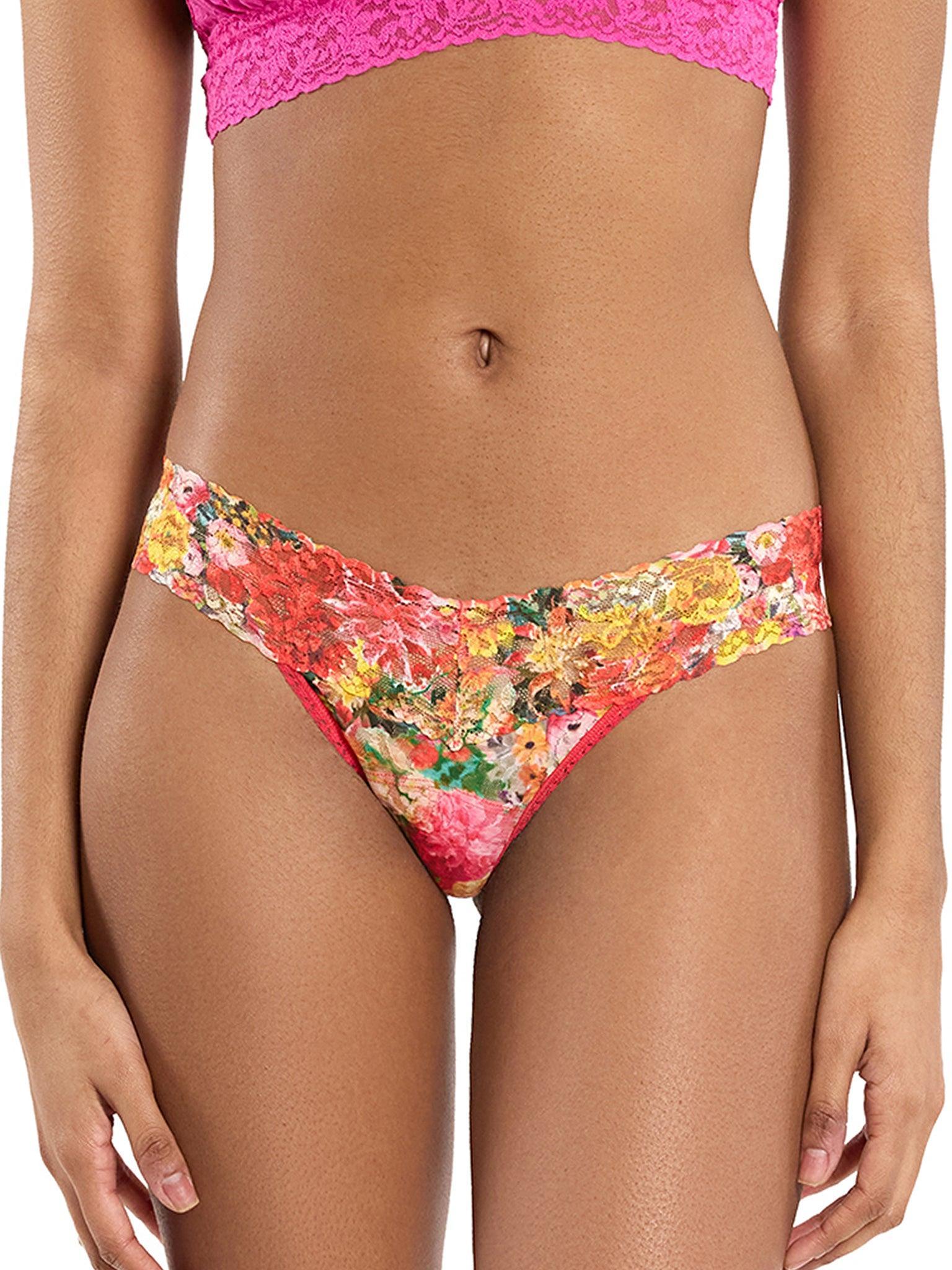 Petite Size Printed Signature Lace® Thong Floramania Pink Sale
