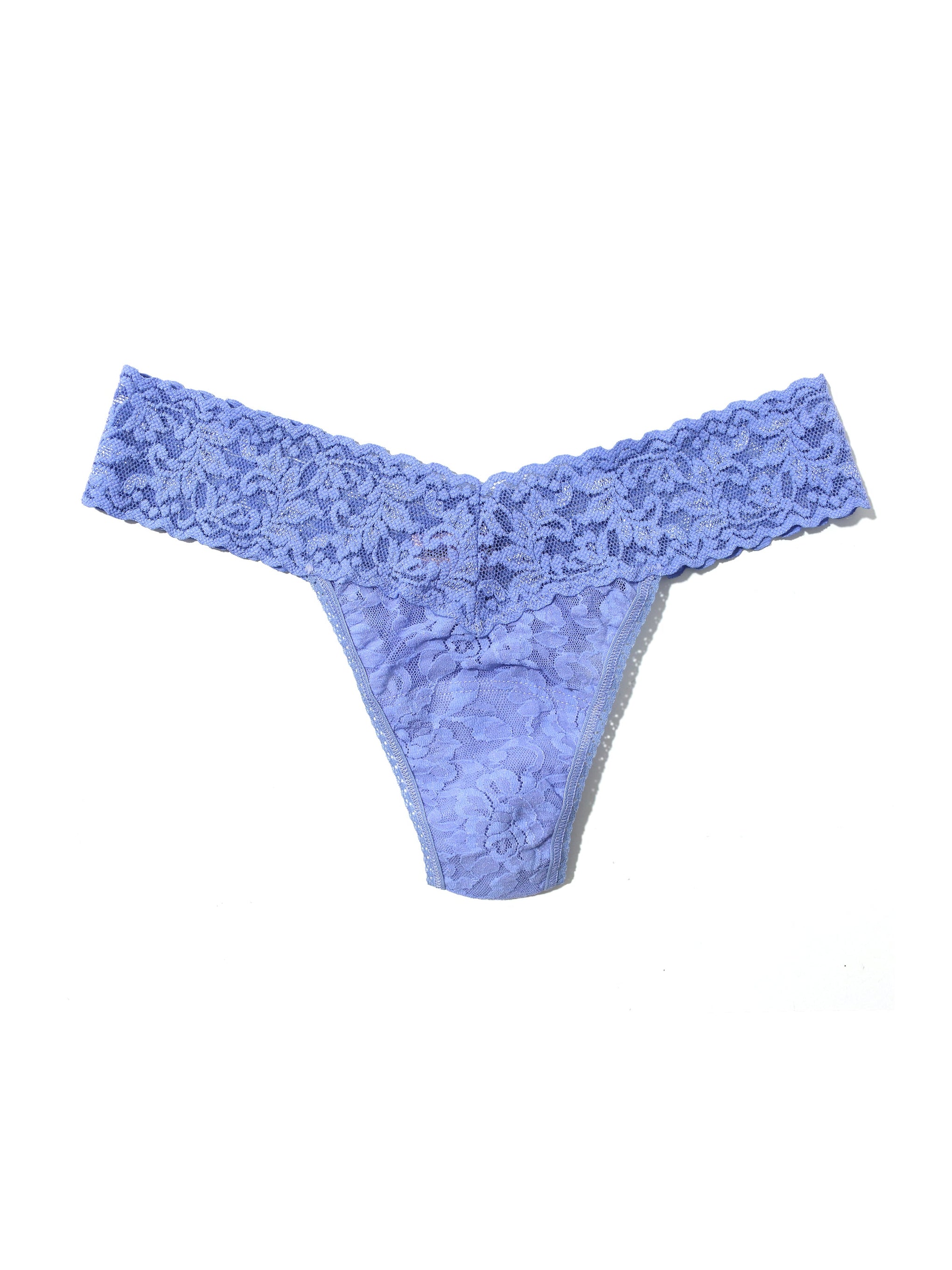 Petite Size Signature Lace Low Rise Thong Cool Water Blue