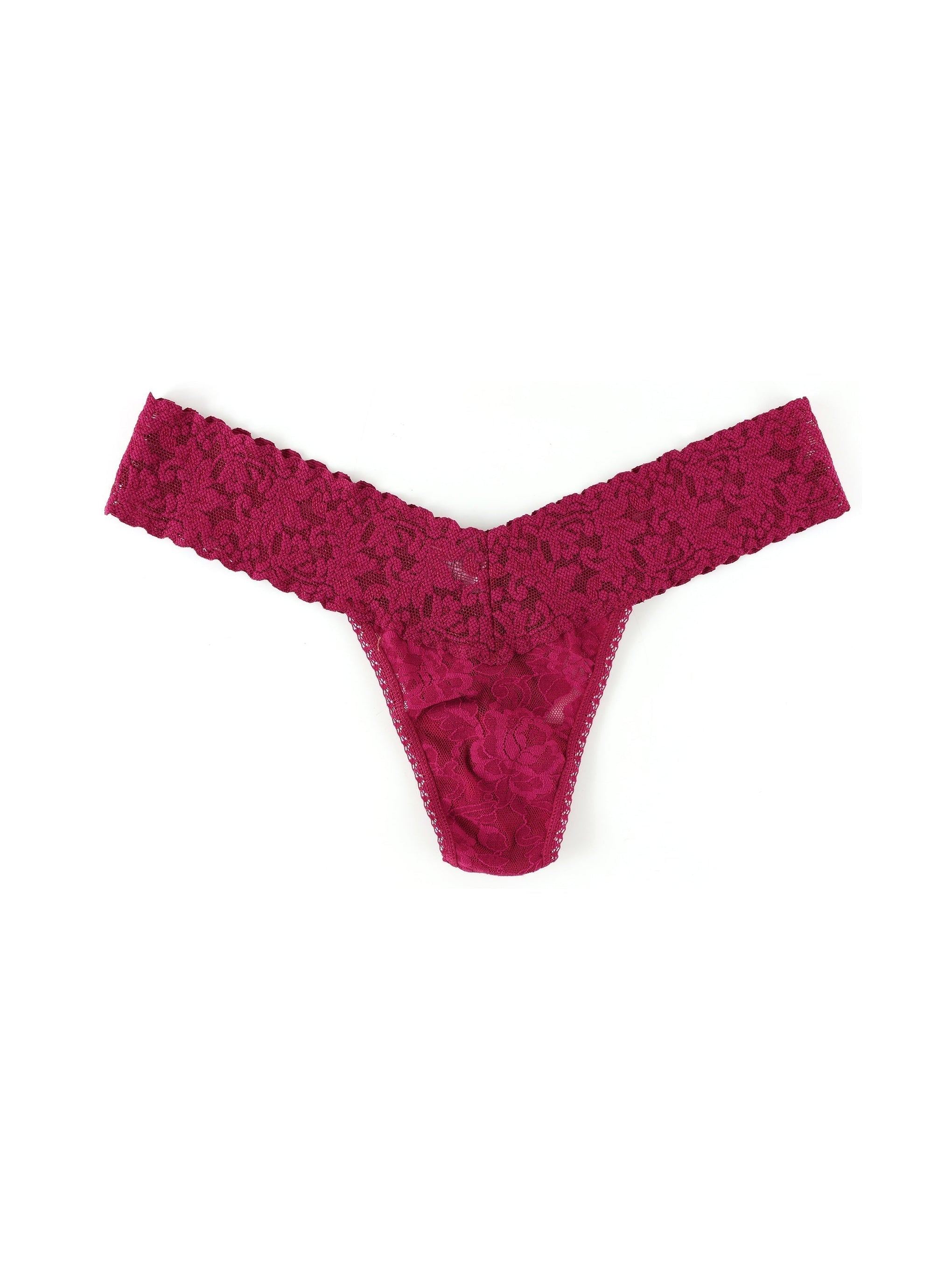 Petite Size Signature Lace Low Rise Thong Dark Pomegranate Red
