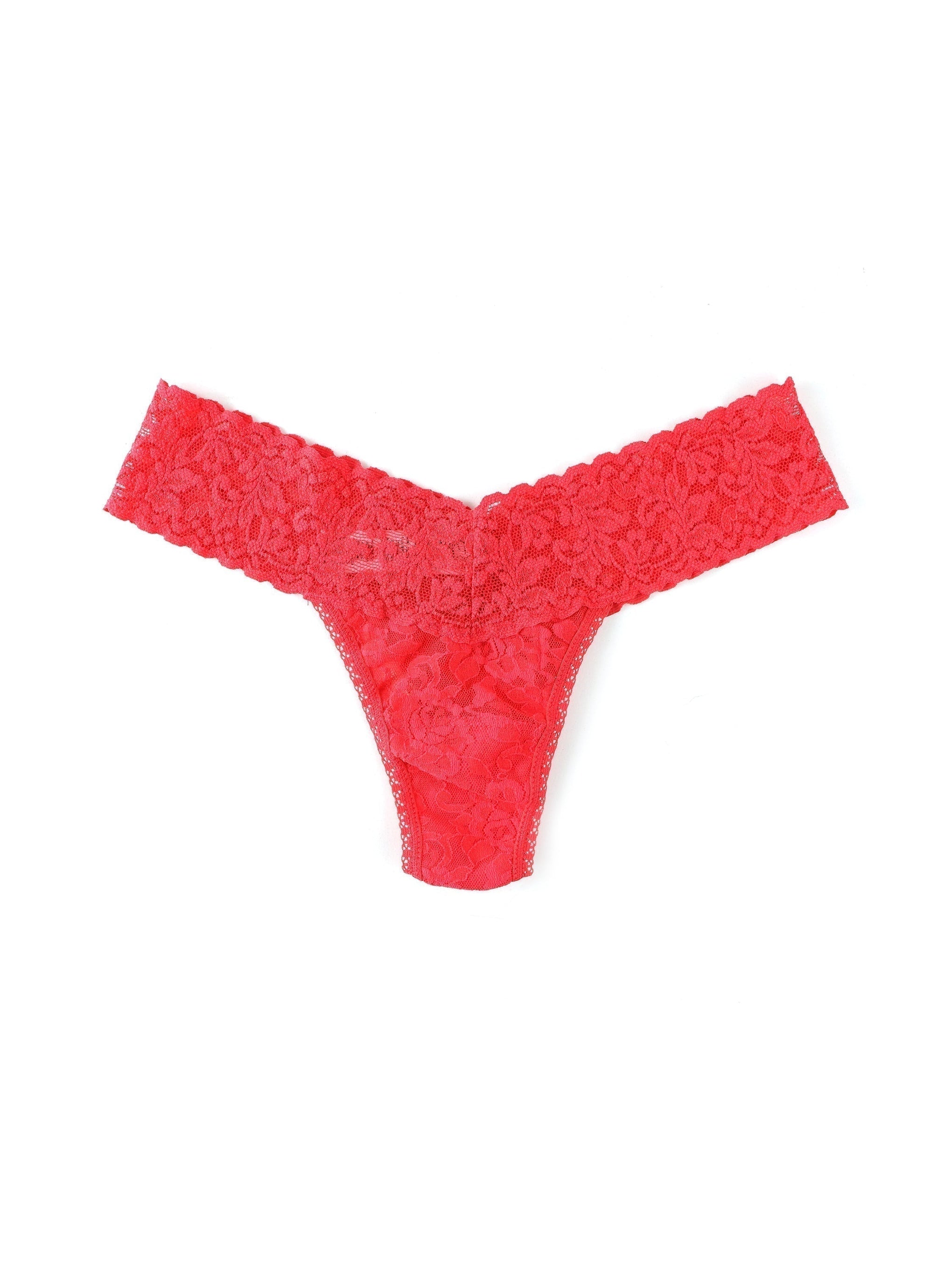 Petite Size Signature Lace Low Rise Thong Deep Sea Coral