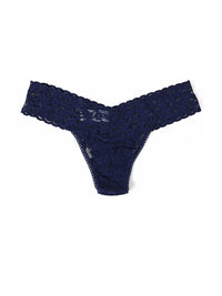 Petite Size Signature Lace Low Rise Thong-NAVY-Hanky Panky