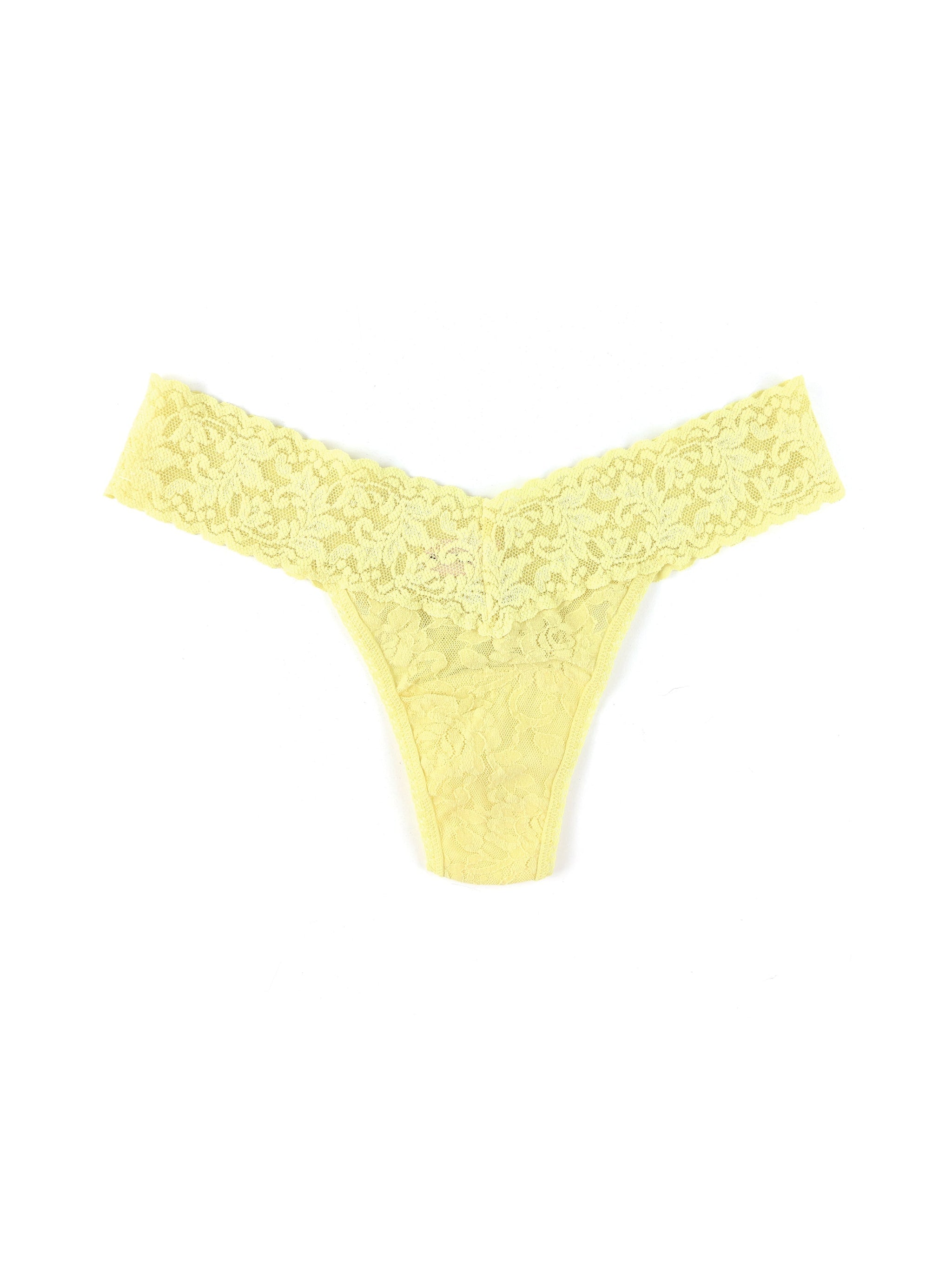 Petite Size Signature Lace Low Rise Thong Smile More Yellow