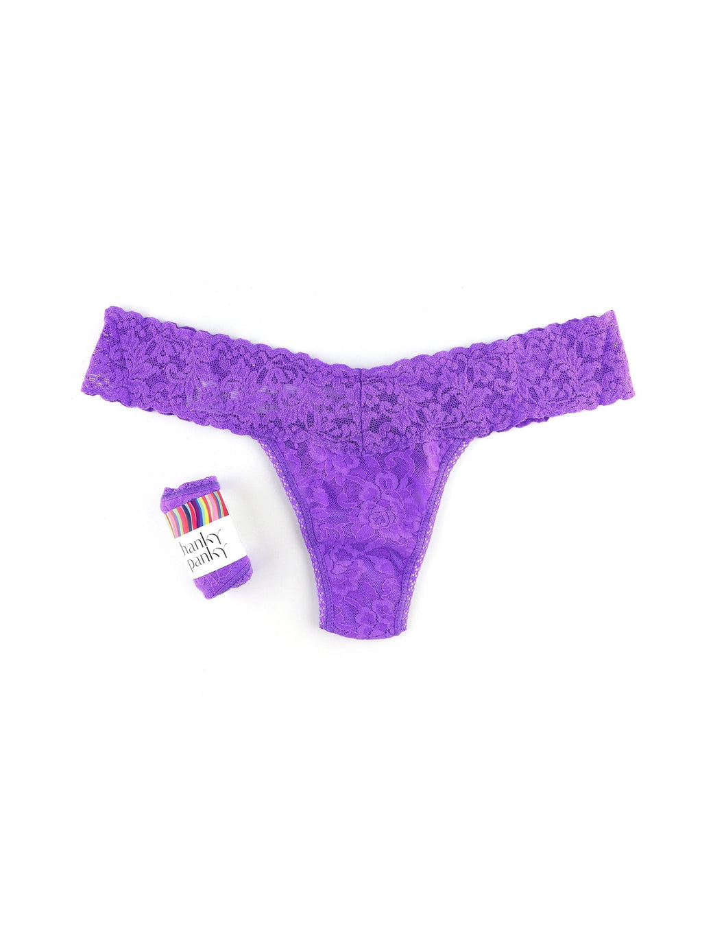 Petite Size Signature Lace Low Rise Thong Vivid Violet Purple