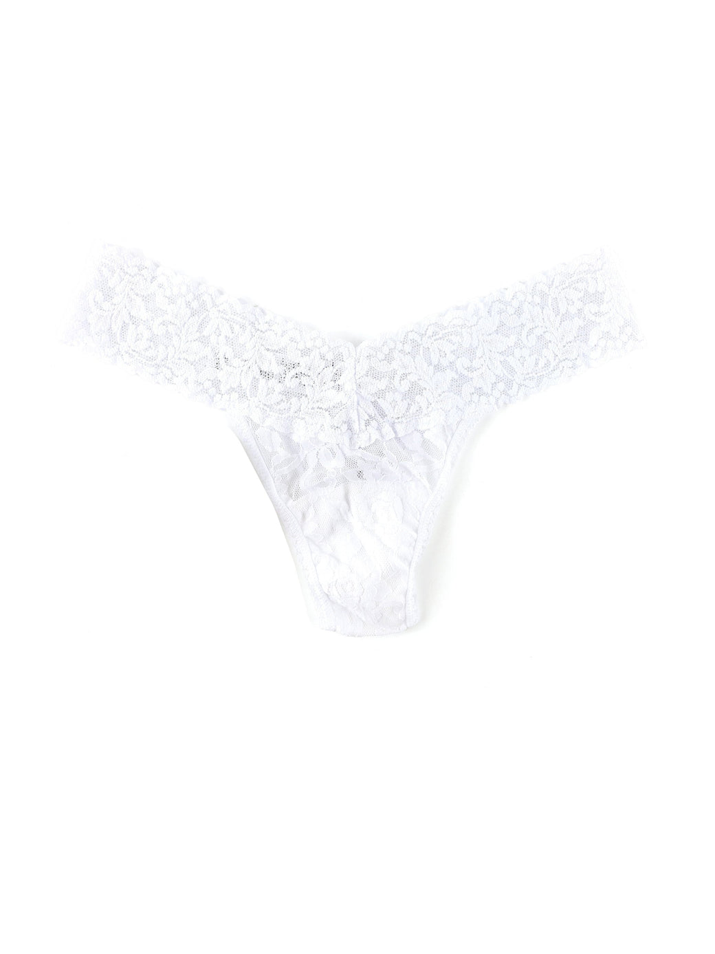 Petite Size Signature Lace Low Rise Thong-WHITE-Hanky Panky