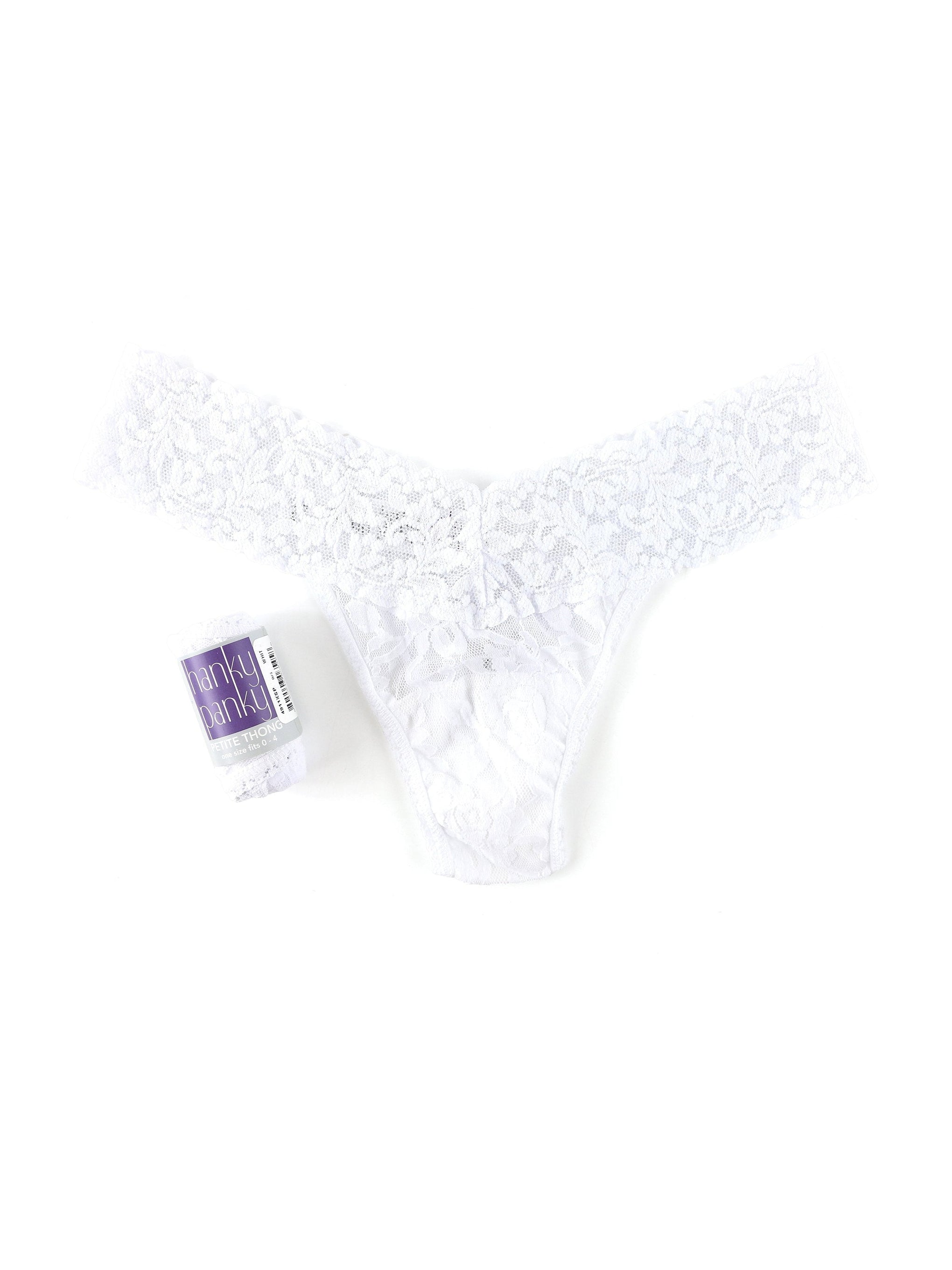 Petite Size Signature Lace Low Rise Thong-WHITE-Hanky Panky
