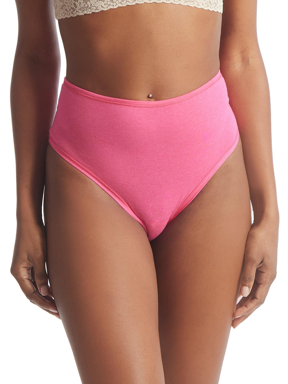 Hanky Panky Breathe Godiva Hi Rise Thong (6J1921B),Medium,Provence Pink