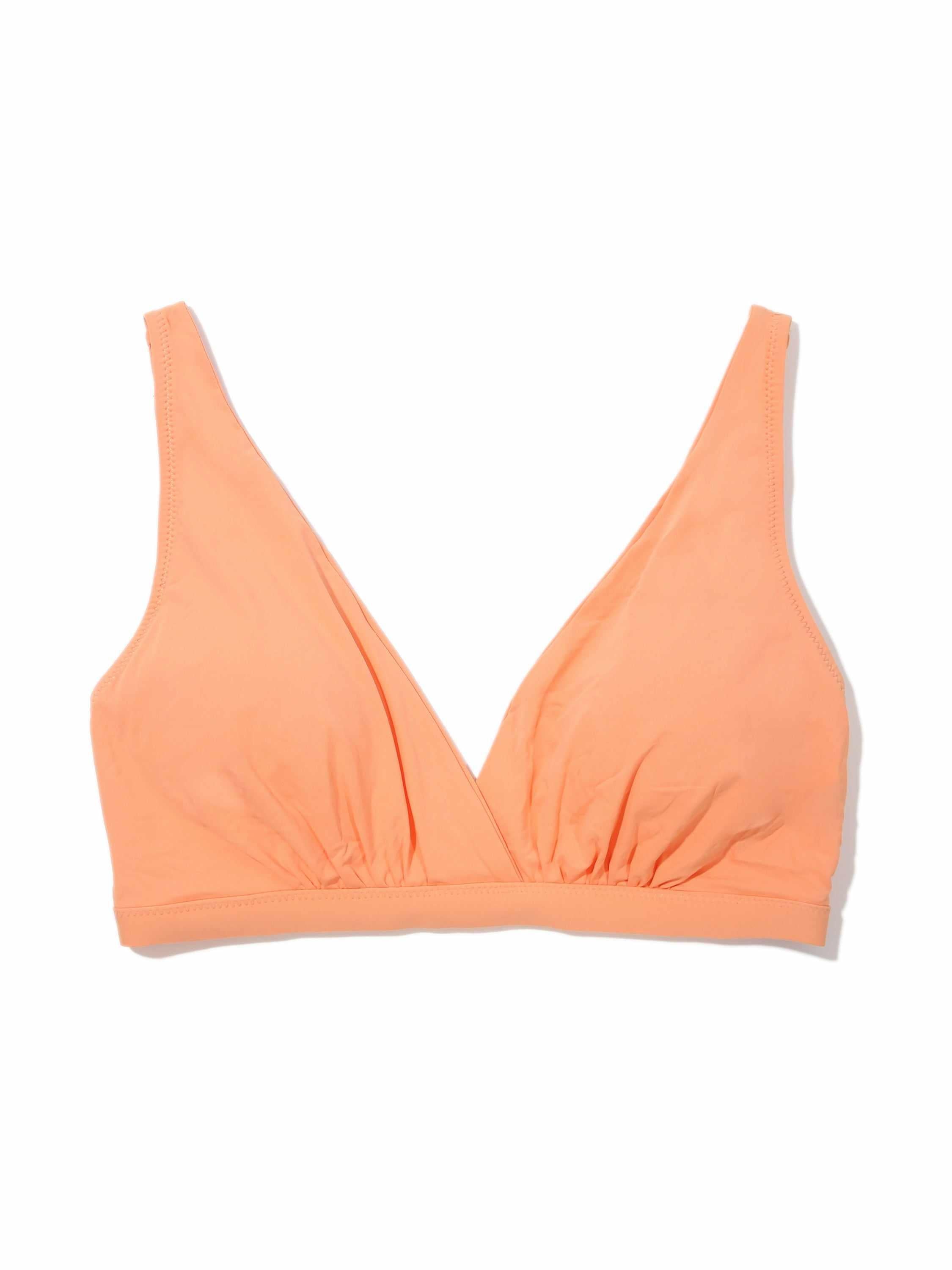 Florence Orange Plunge Swim Top - Flat Lay Front View, Recycled Fabric Two-Piece Swim Top | Hanky Panky