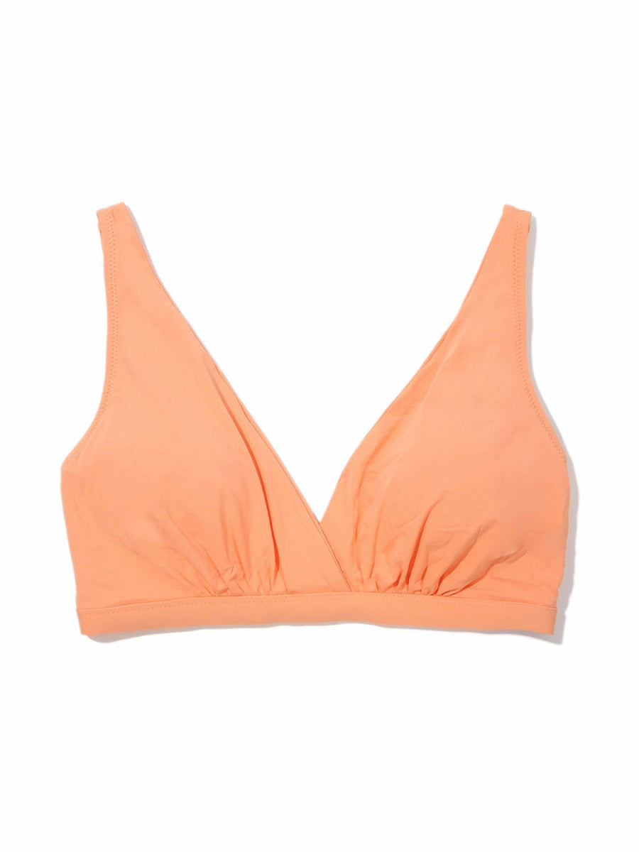 Florence Orange Plunge Swim Top - Flat Lay Front View, Recycled Fabric Two-Piece Swim Top | Hanky Panky