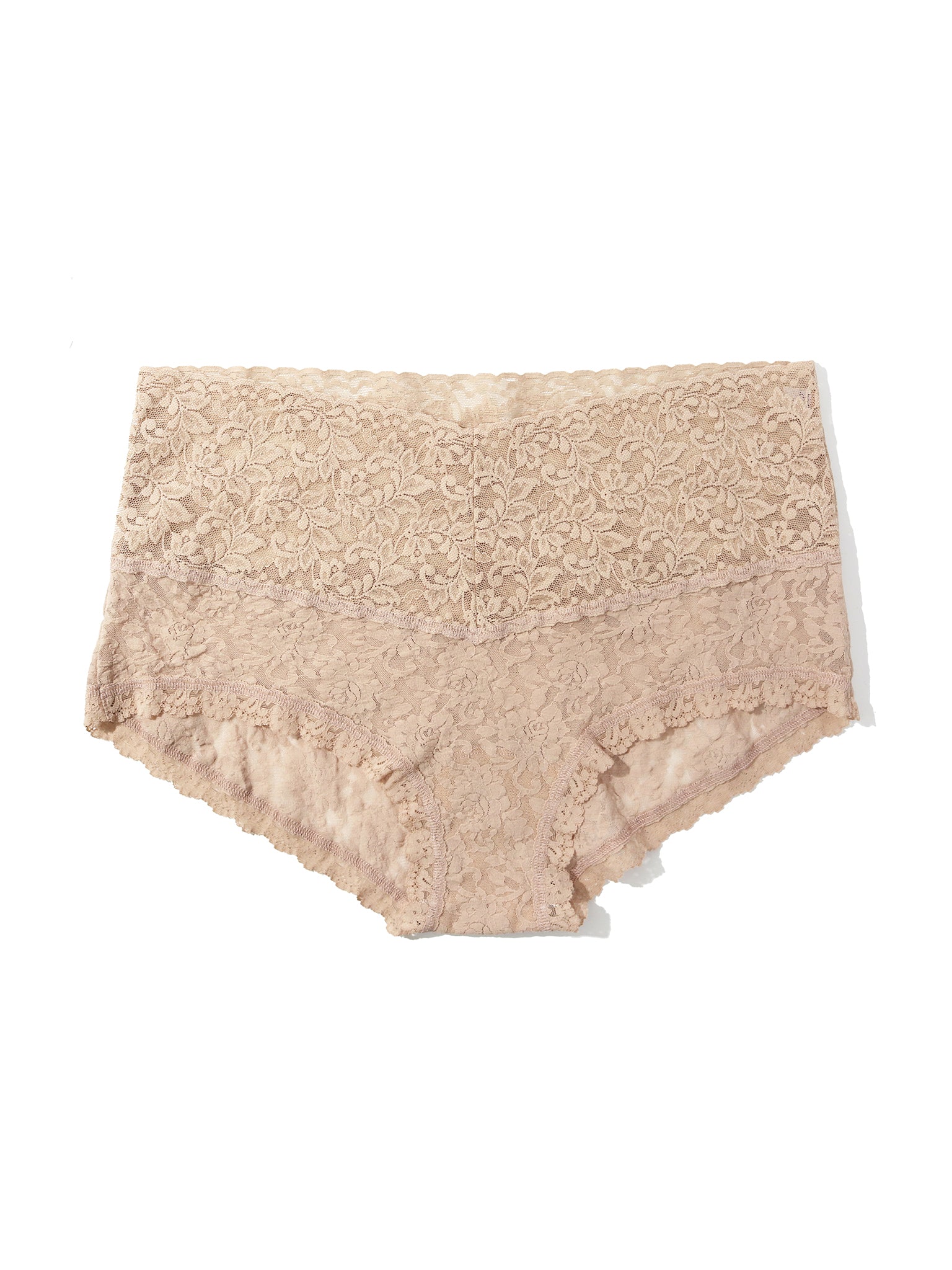 Chai Retro Lace Plus Size Boyshort - Flat Lay Floral Lace Detail | Hanky Panky