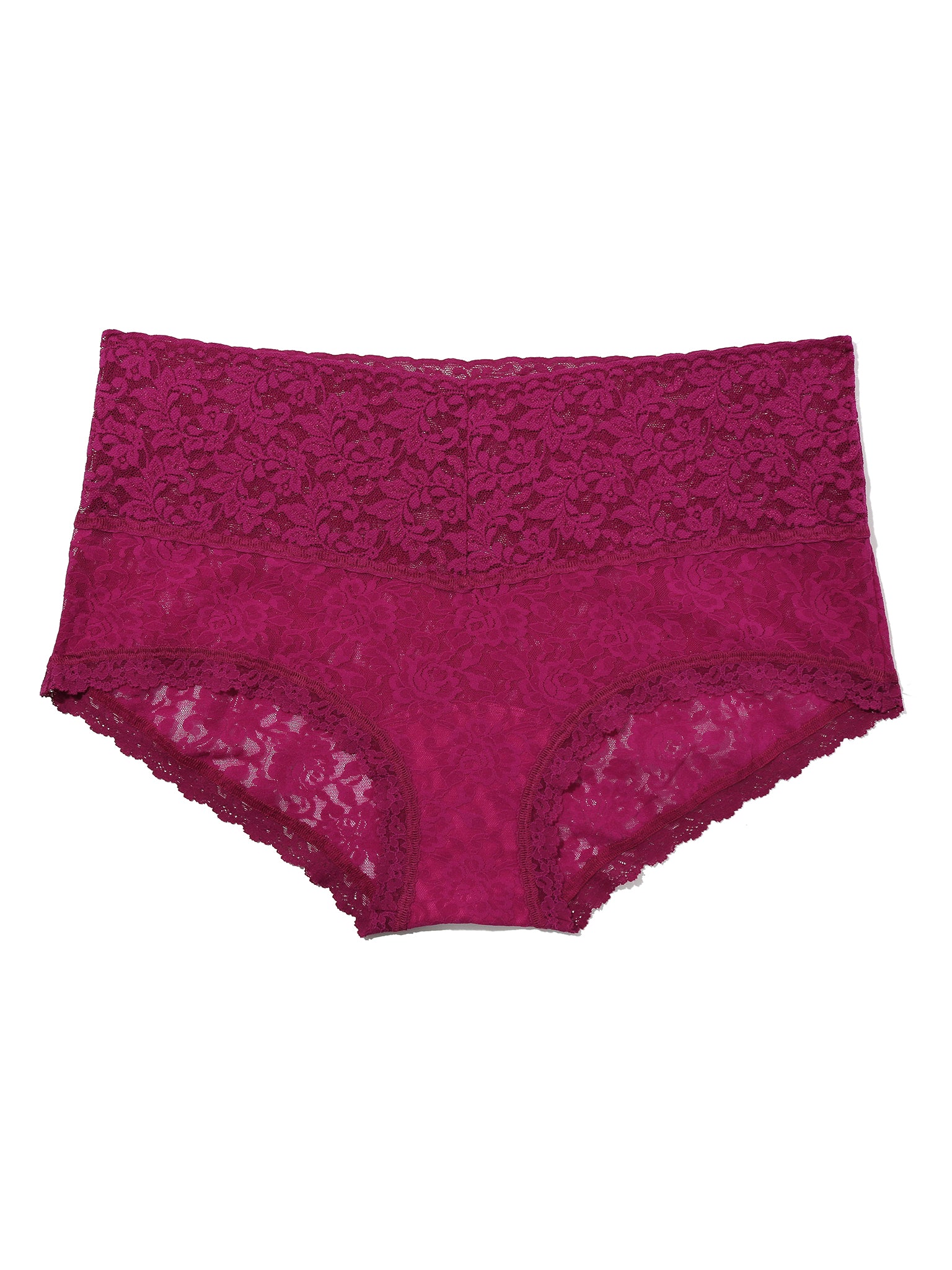 From The Vine Red Plus Retro Lace Boyshort - Flat Lay Front View | Hanky Panky