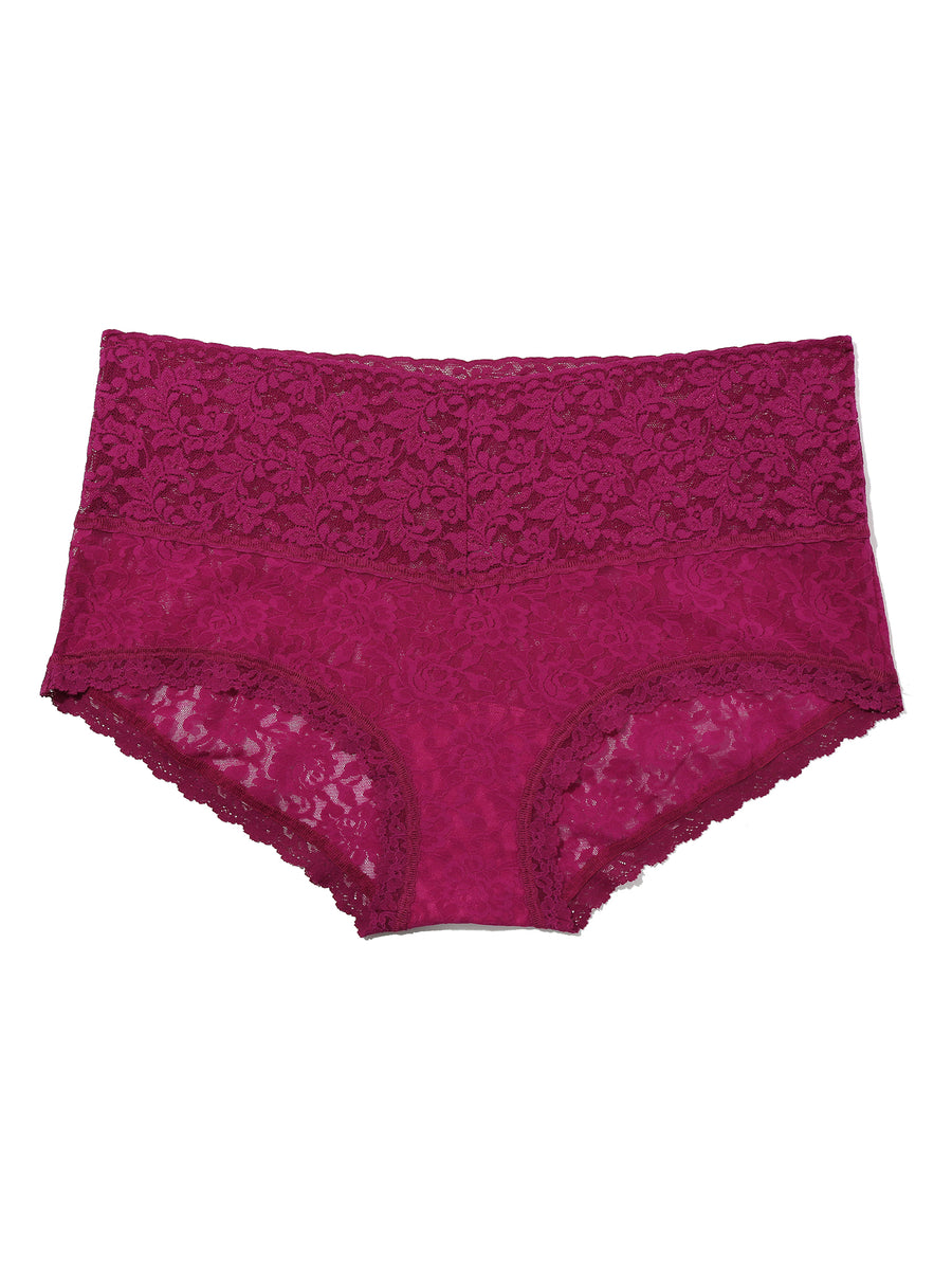 From The Vine Red Plus Retro Lace Boyshort - Flat Lay Front View | Hanky Panky