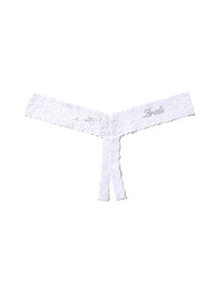 Plus Size Bride Crystal Crotchless Thong White