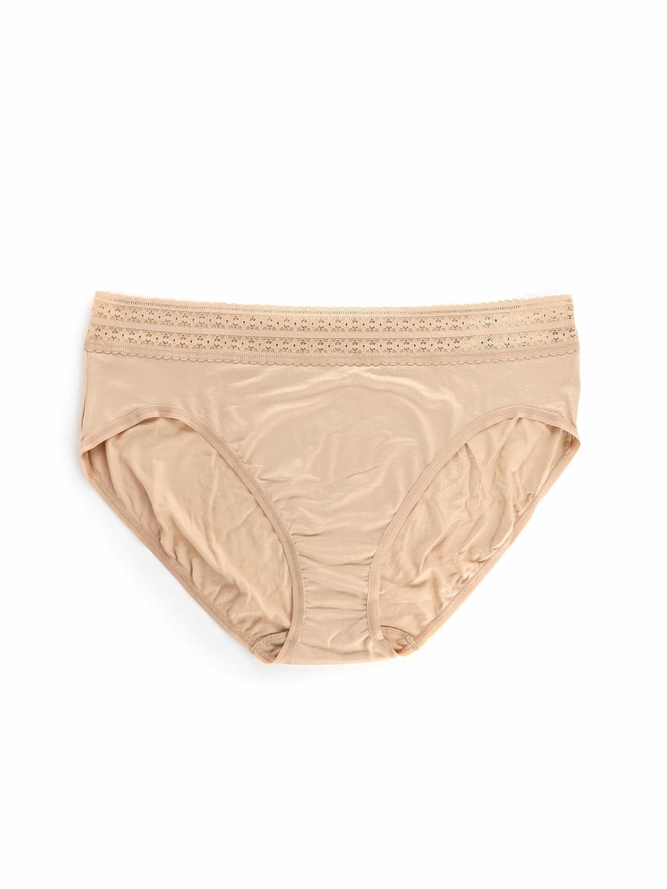 Chai Plus Size DreamEase™ French Brief, Tencel Modal flat lay, lace waistband trim - Front View | Hanky Panky