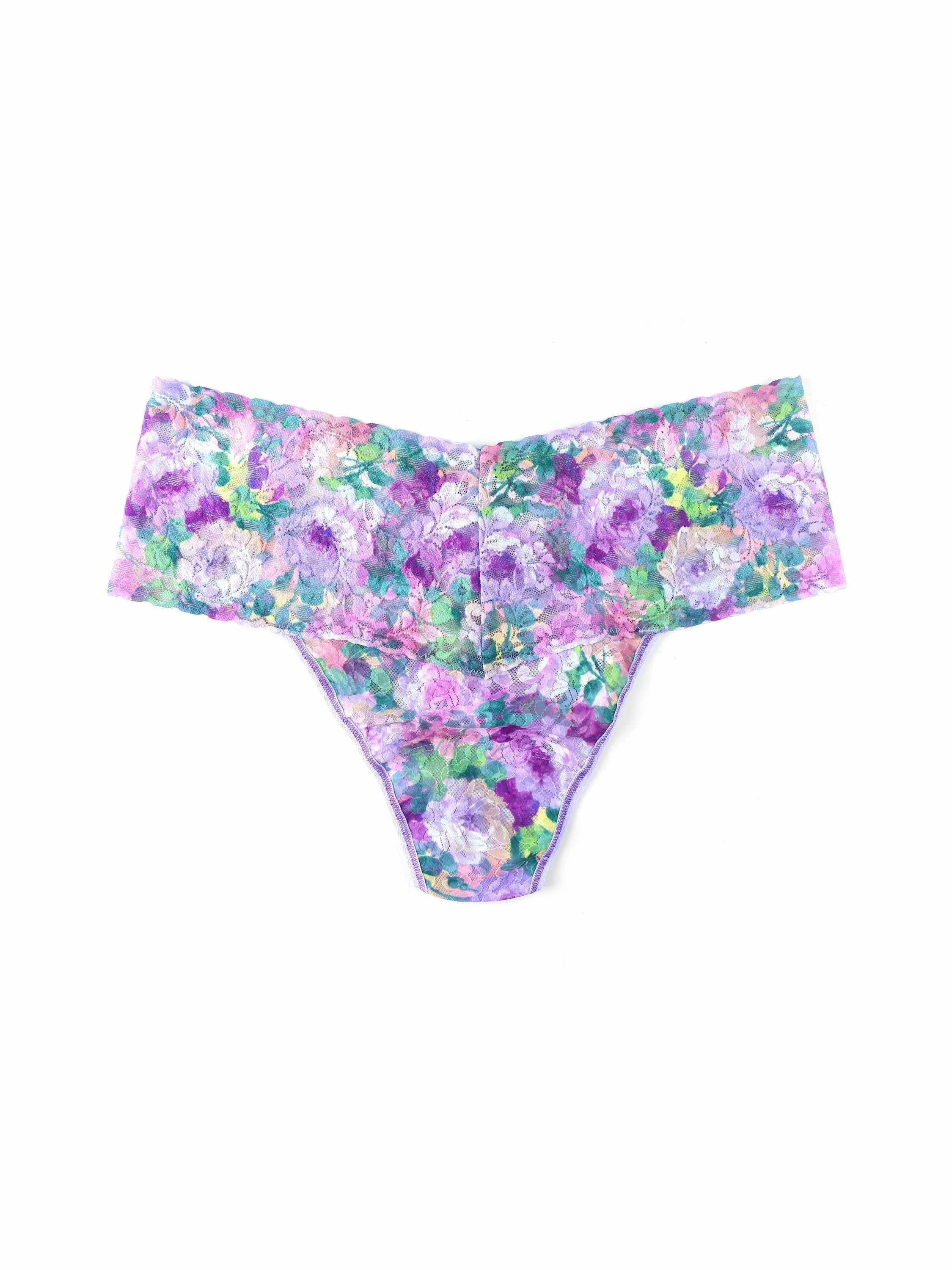 Plus Size Printed Retro Lace Thong Bathe in Petals Sale