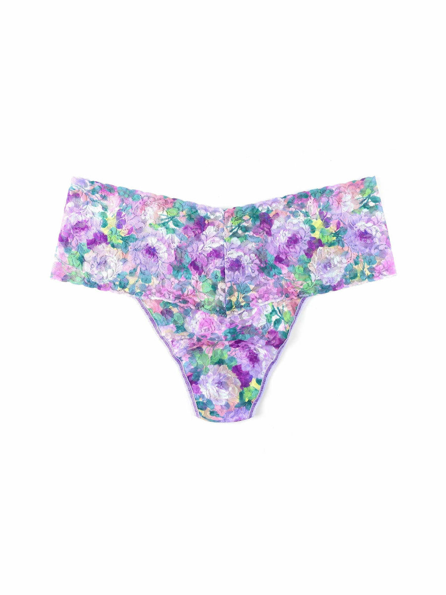 Plus Size Printed Retro Lace Thong Bathe in Petals Sale