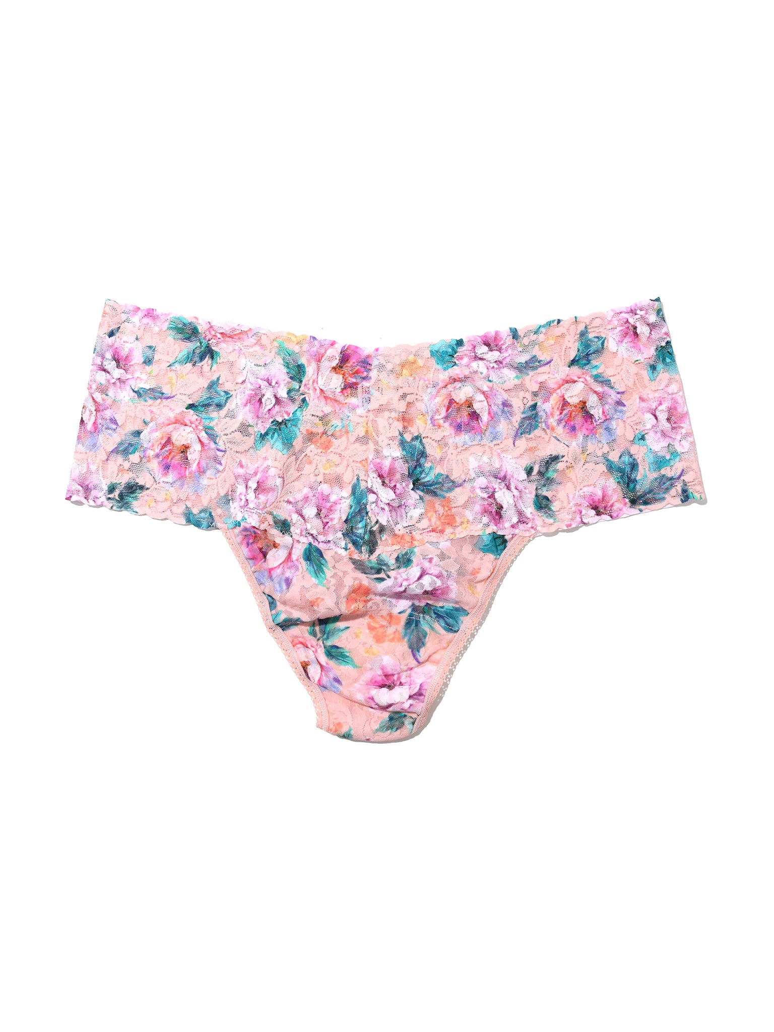 Plus Size Printed Retro Lace Thong Buy Myself Flowers Sale