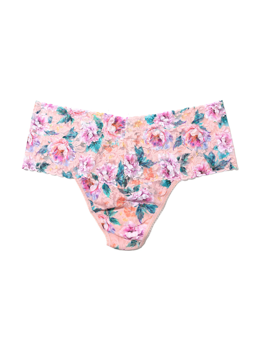 Plus Size Printed Retro Lace Thong Buy Myself Flowers Sale