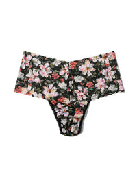 Plus Size Printed Retro Lace Thong Dark Room Blooms  Black Friday Sale