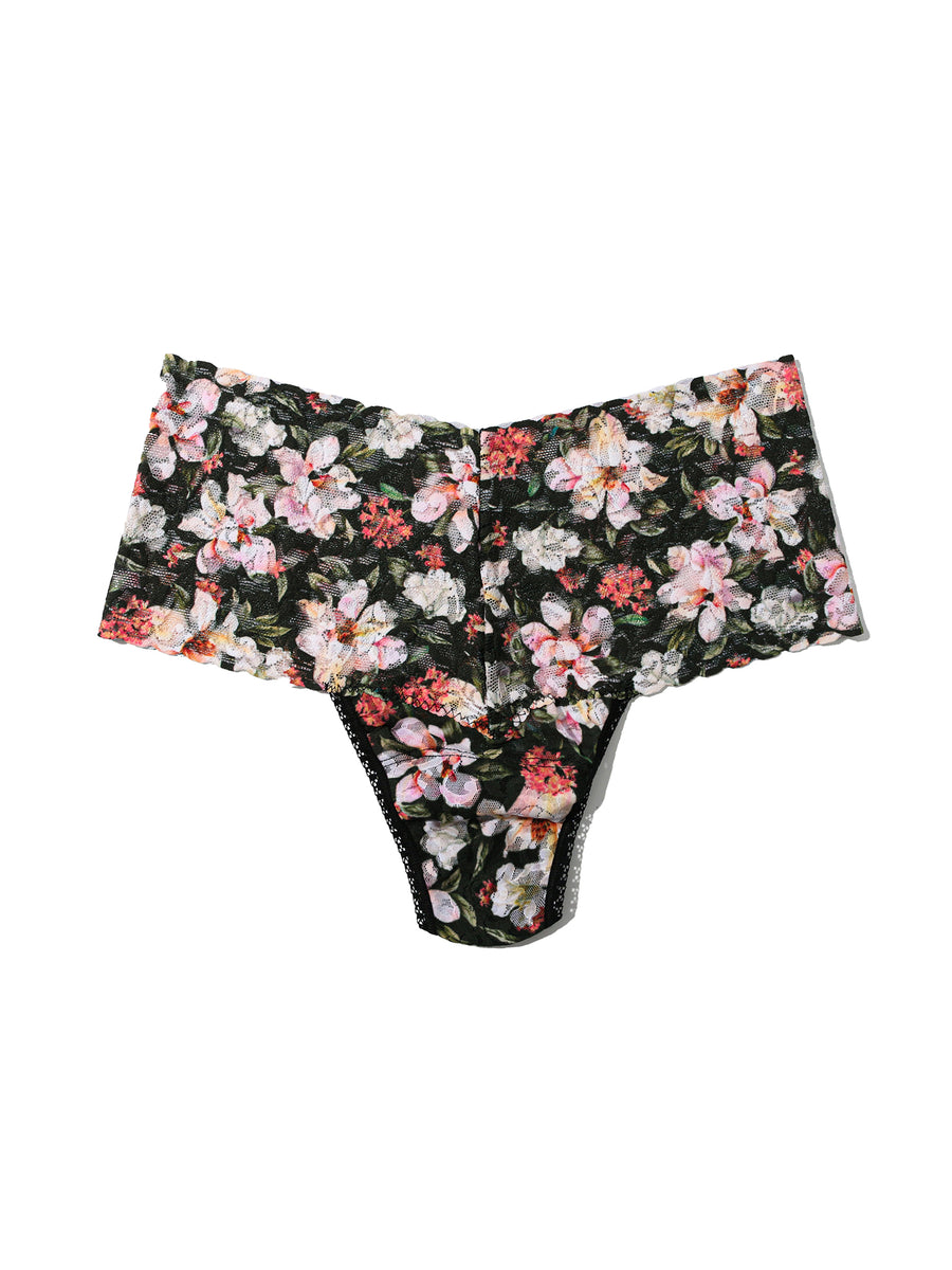 Plus Size Printed Retro Lace Thong Dark Room Blooms Sale