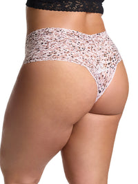 Plus Size Printed Retro Lace Thong Unconventional White Sale