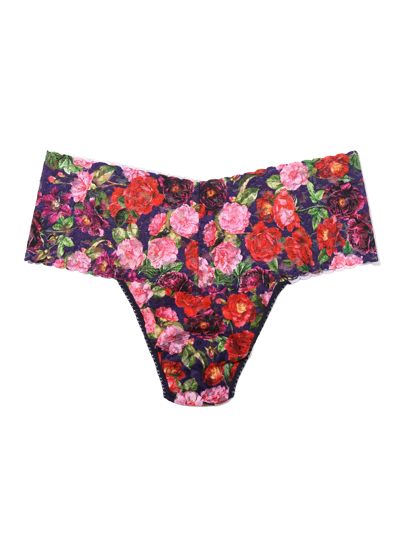 Plus Size Printed Retro Lace Thong Winters Tale Floral