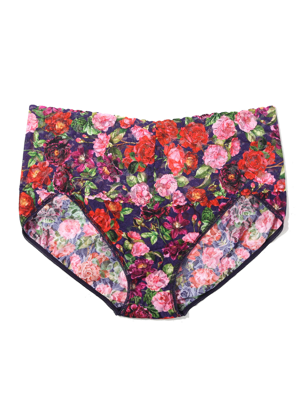 Plus Size Printed Retro Lace V-Kini Winters Tale Floral