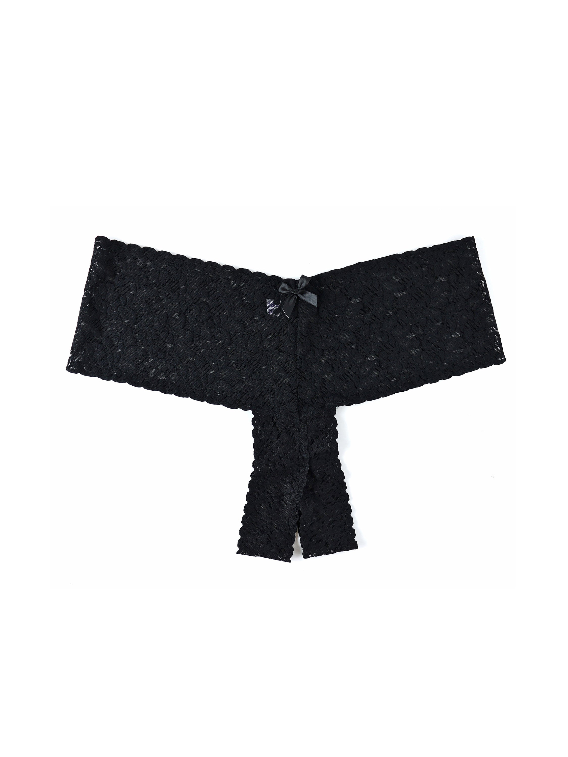 Signature Lace Crotchless Teddy Black