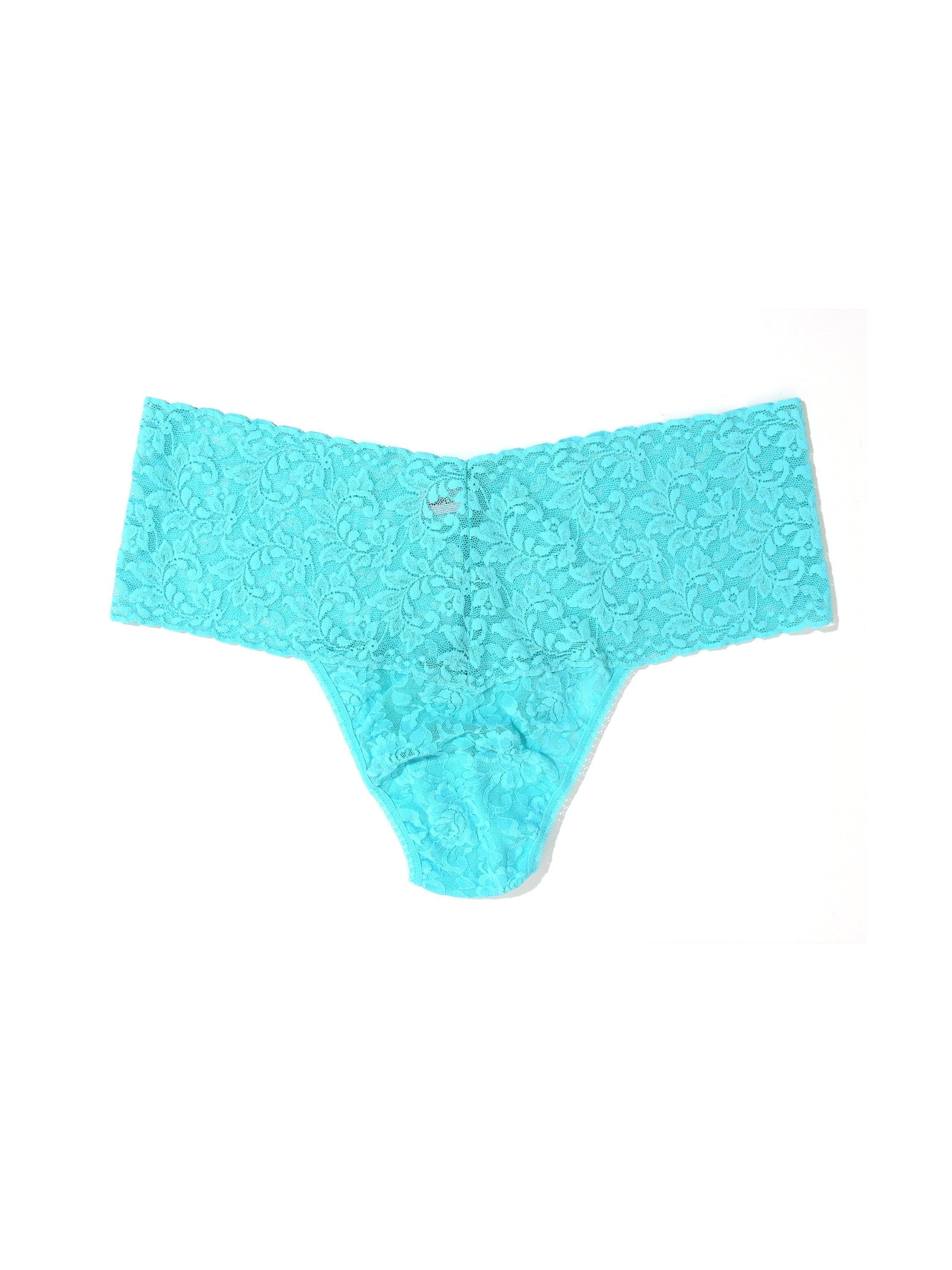 Plus Size Retro Lace Thong Aquatic Blue Sale