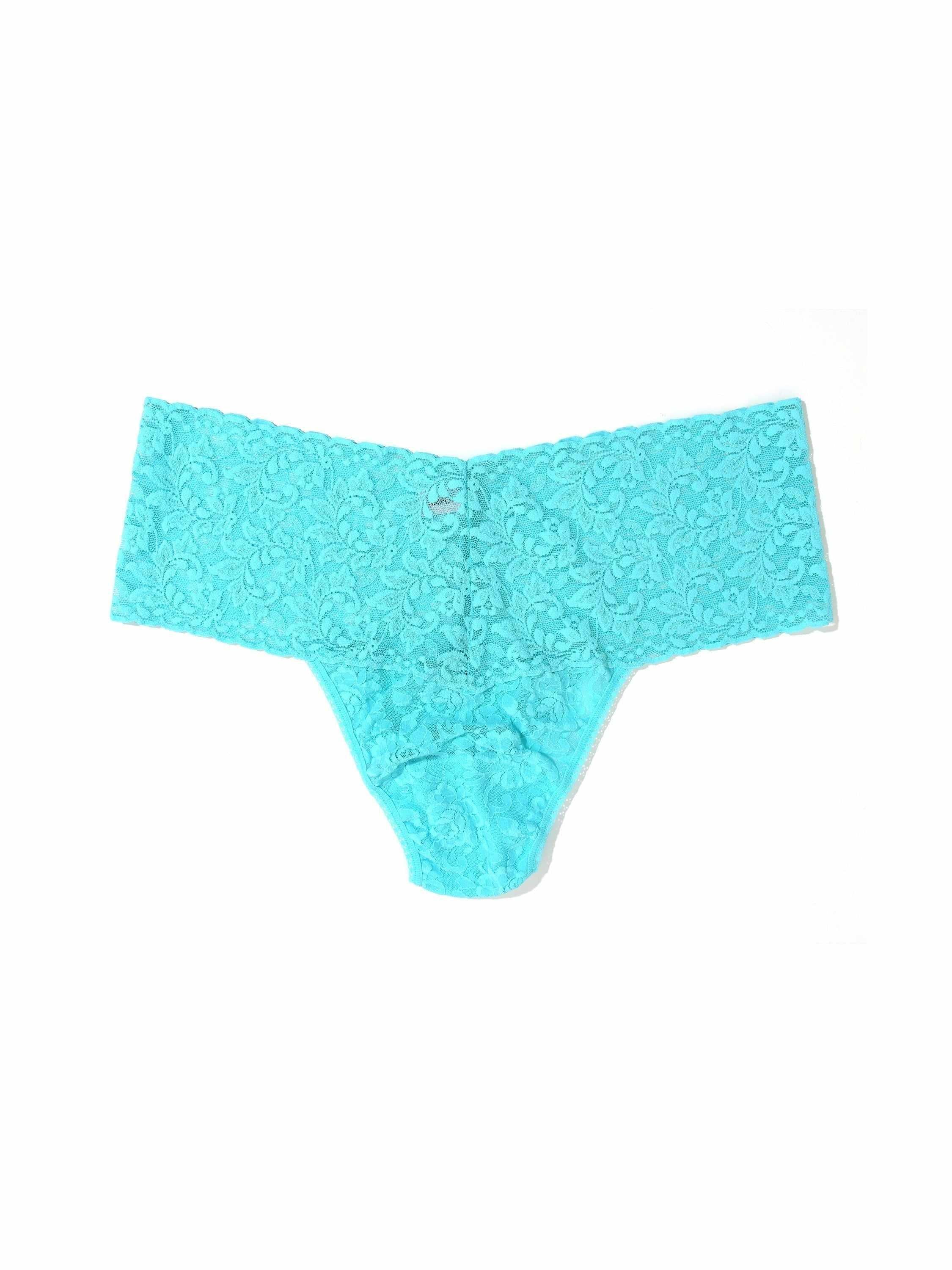 Plus Size Retro Lace Thong Aquatic Blue Sale