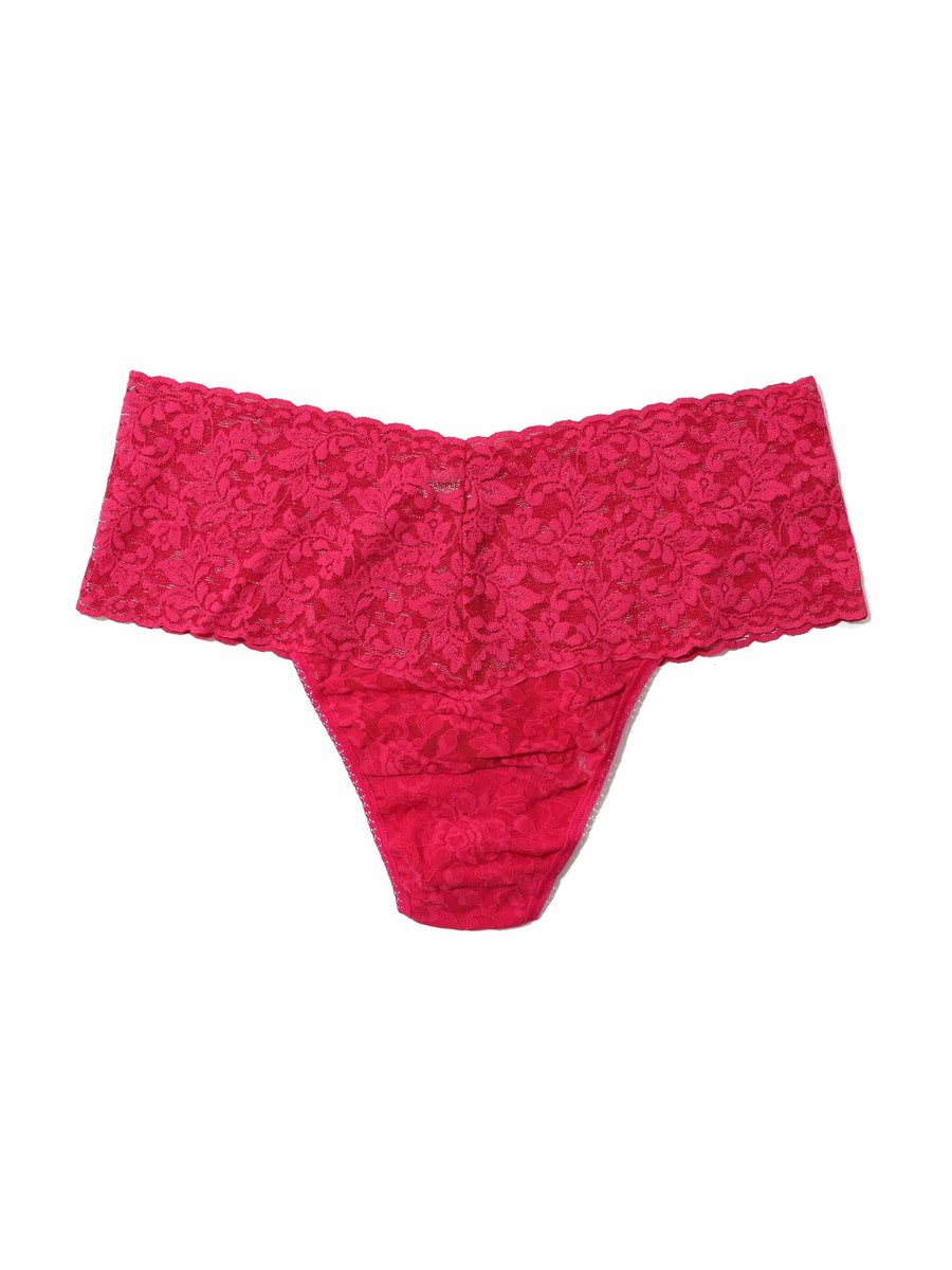Plus Size Retro Lace Thong Evening Pour Red Sale