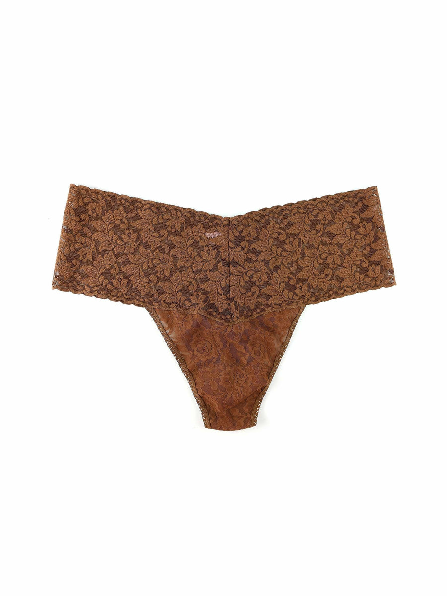 Plus Size Retro Lace Thong Macchiato Brown