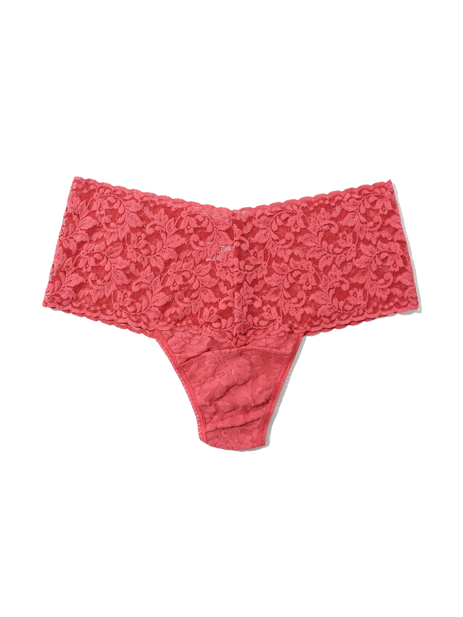 Plus Size Retro Lace Thong Naples Red Sale