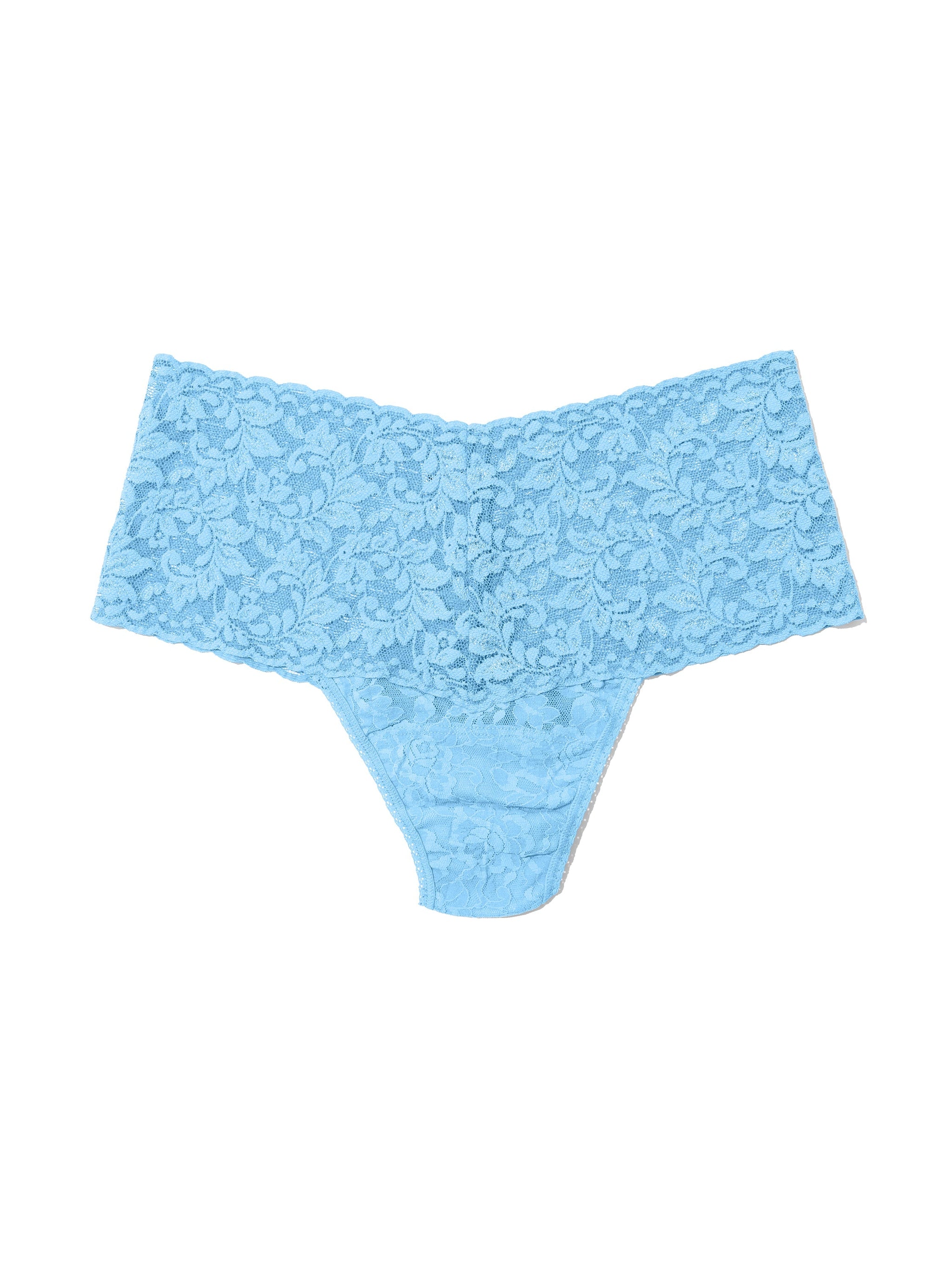 Plus Size Retro Lace Thong Partly Cloudy Blue Sale