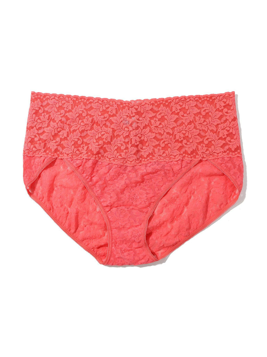 Plus Size Retro Lace V-Kini Courageous Coral Pink Sale