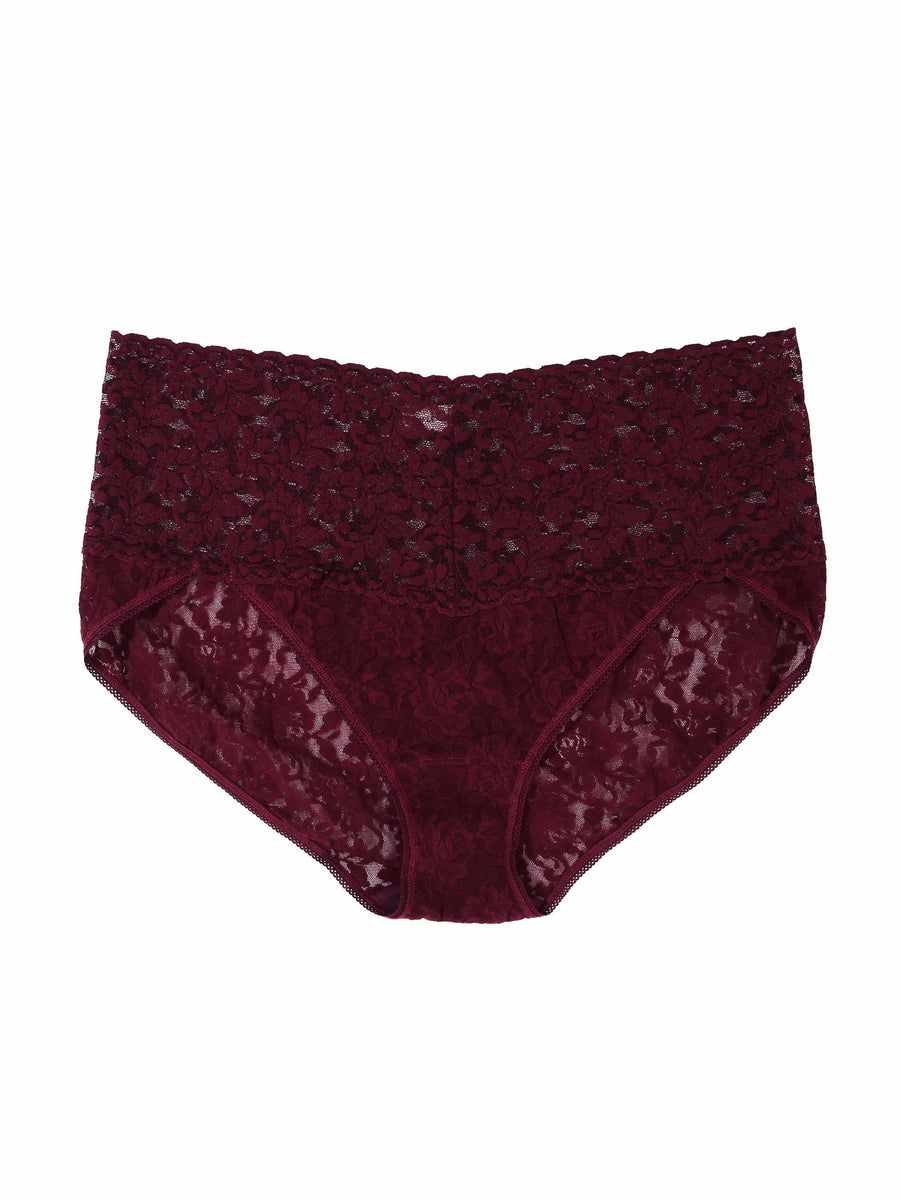 Plus Size Retro Lace V-kini Dried Cherry Red