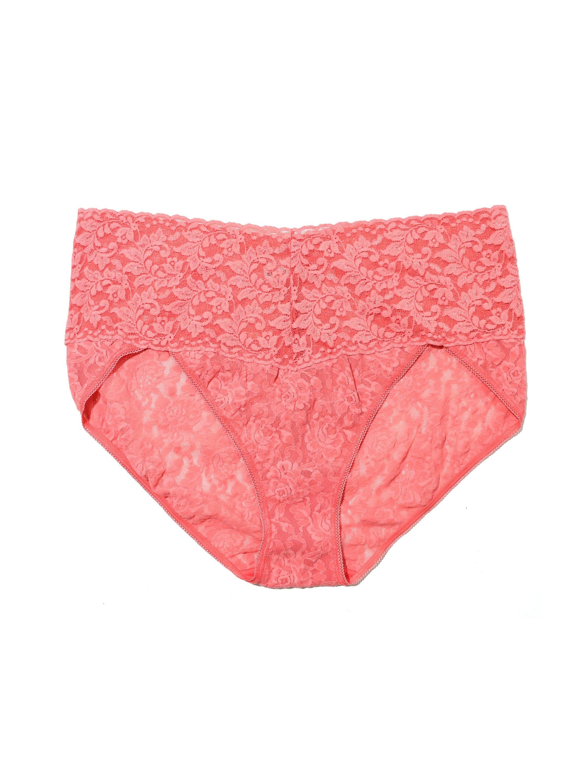 Plus Size Retro Lace V-kini Guava Pink Sale