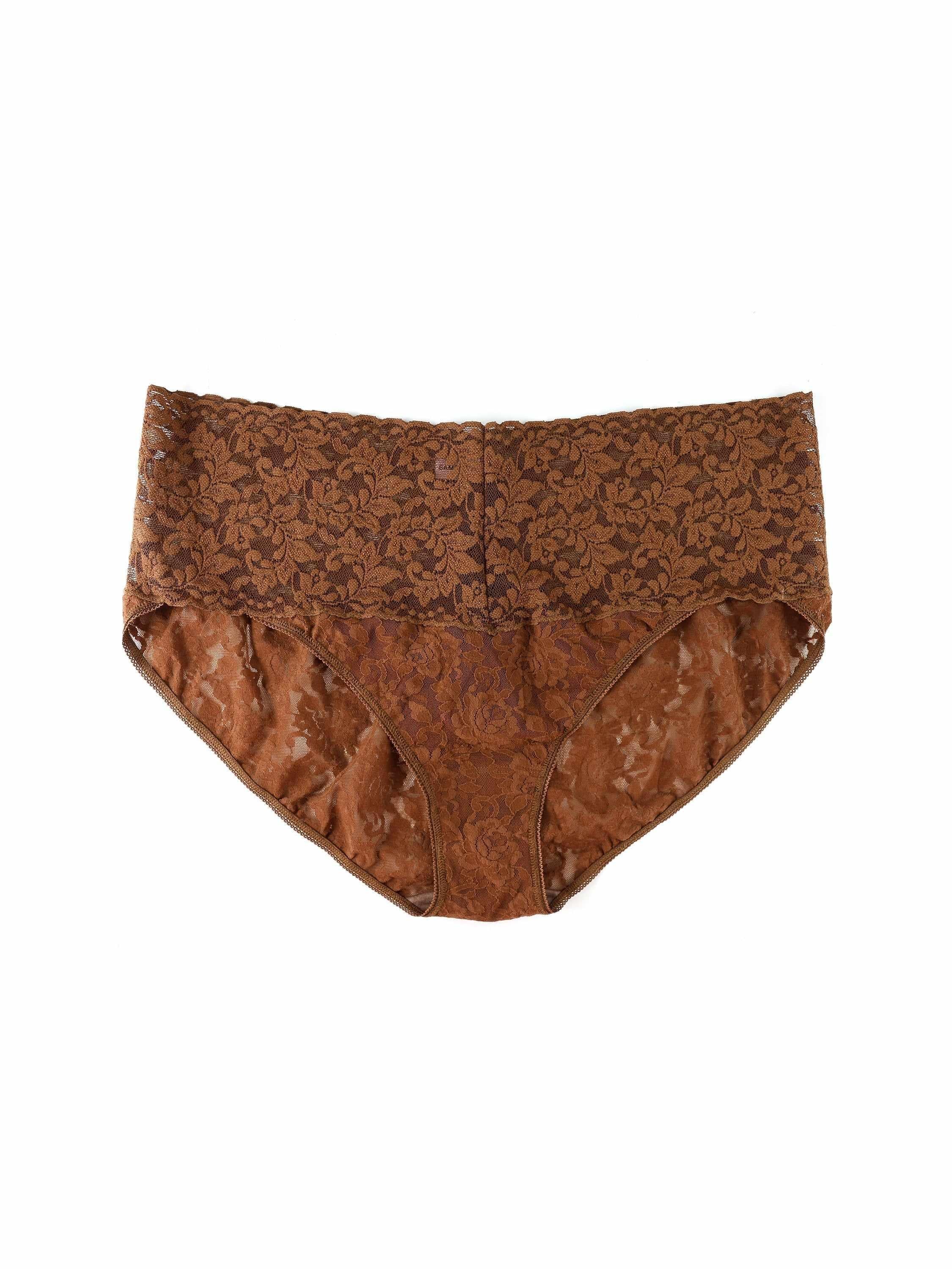 Plus Size Retro Lace V-kini Macchiato Brown Sale