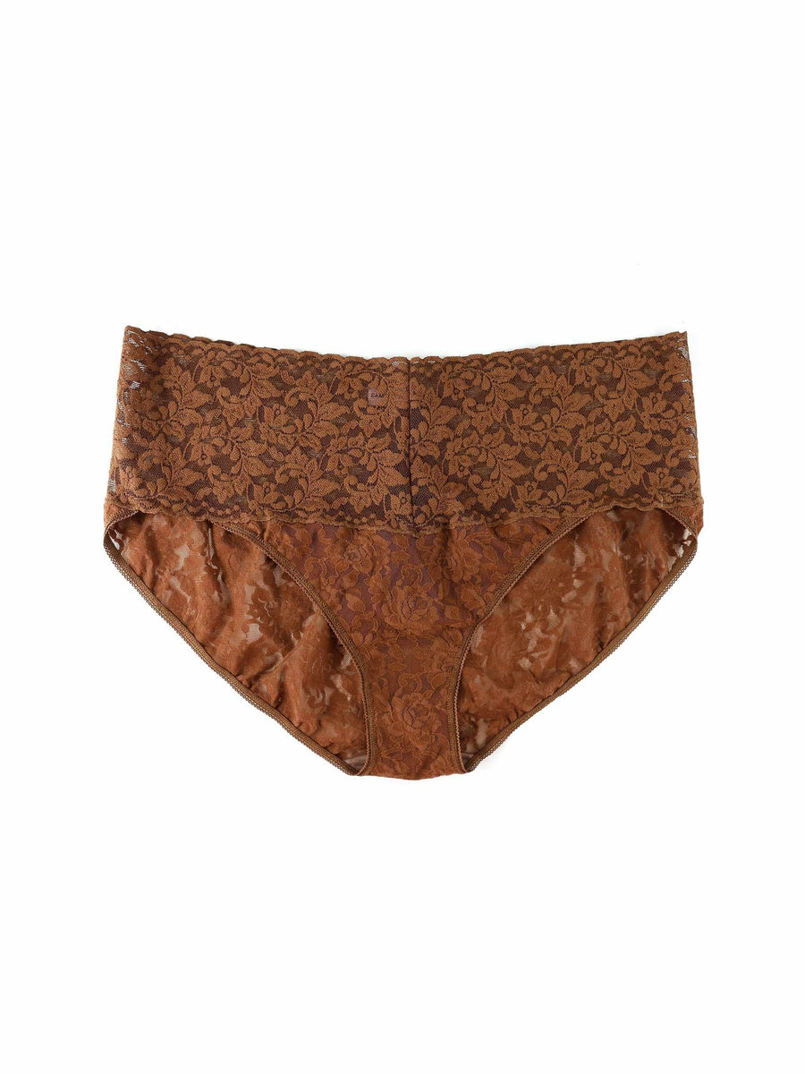 Plus Size Retro Lace V-kini Macchiato Brown Sale