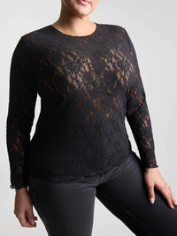 Plus Size Signature Lace® Long Sleeve Top Black