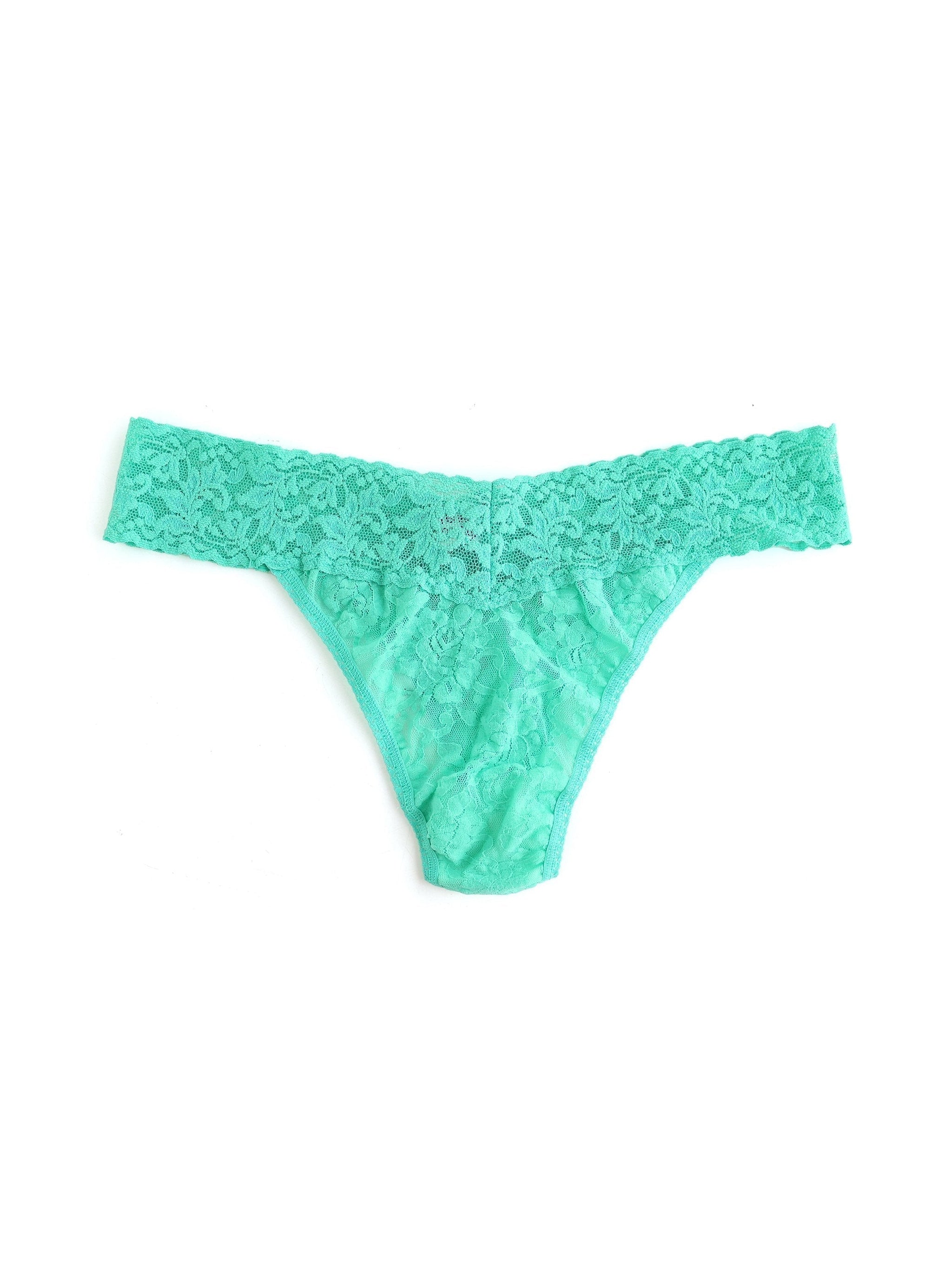 Plus Size Signature Lace Original Rise Thong Agave Green