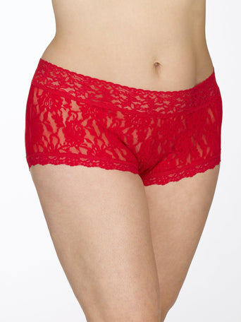 Red Plus Size Signature Lace® Boyshort - On Model Front View | Hanky Panky