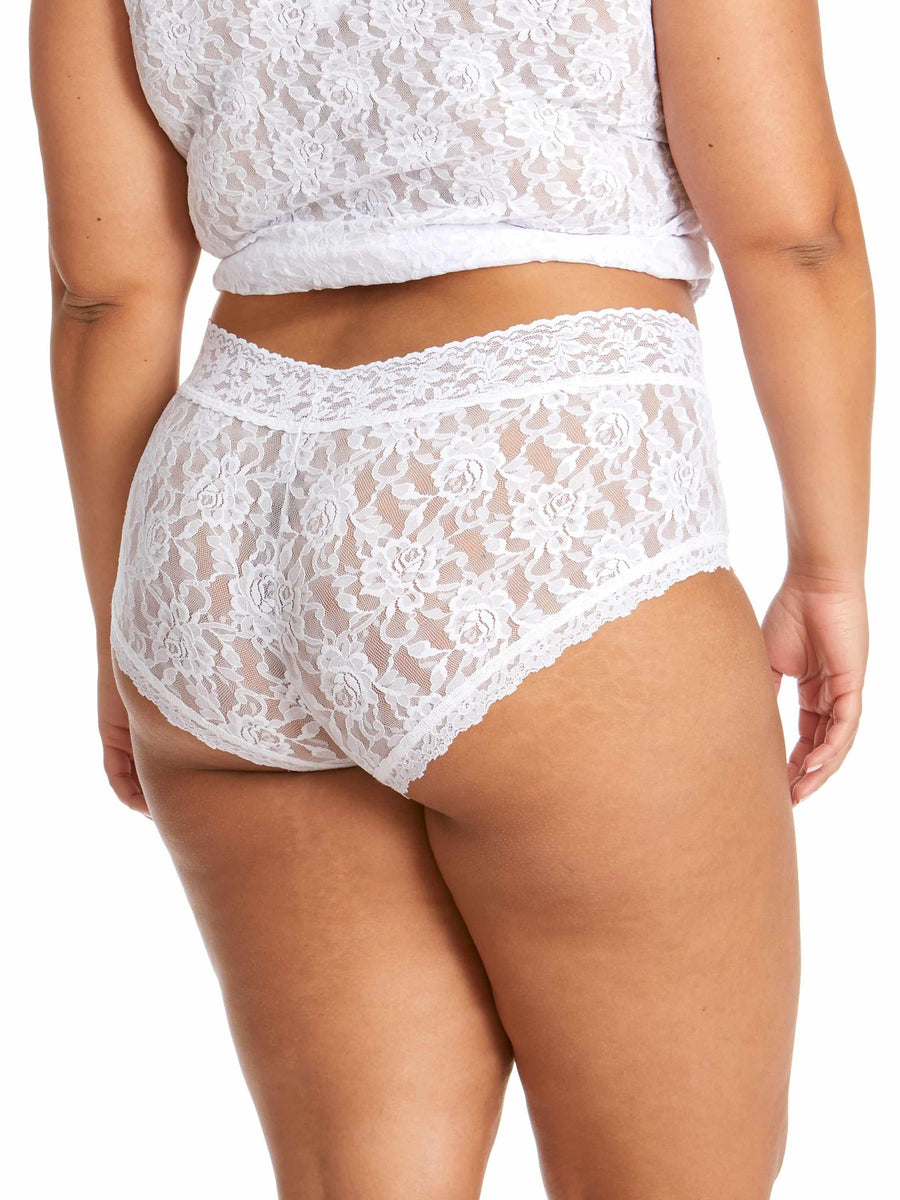 White Plus Size Signature Lace® Boyshort - Back View, lace boyshorts plus size | Hanky Panky