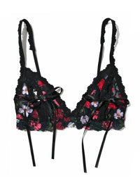 Printed Lace Tie Front Bralette Am I Dreaming Sale