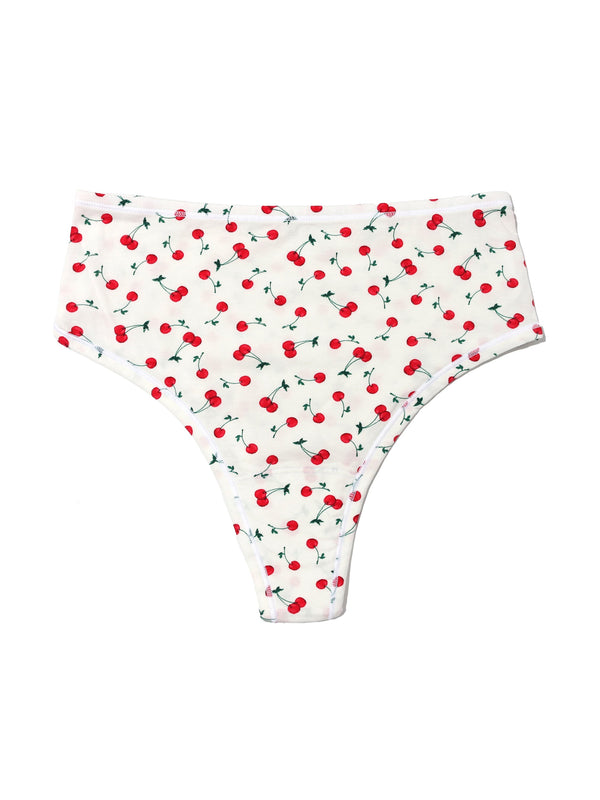 Printed PlayStretch High Rise Thong Cherry On Top