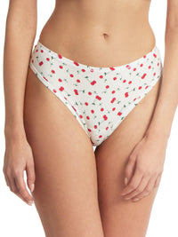 Printed PlayStretch™ Natural Rise Thong  Cherry On Top