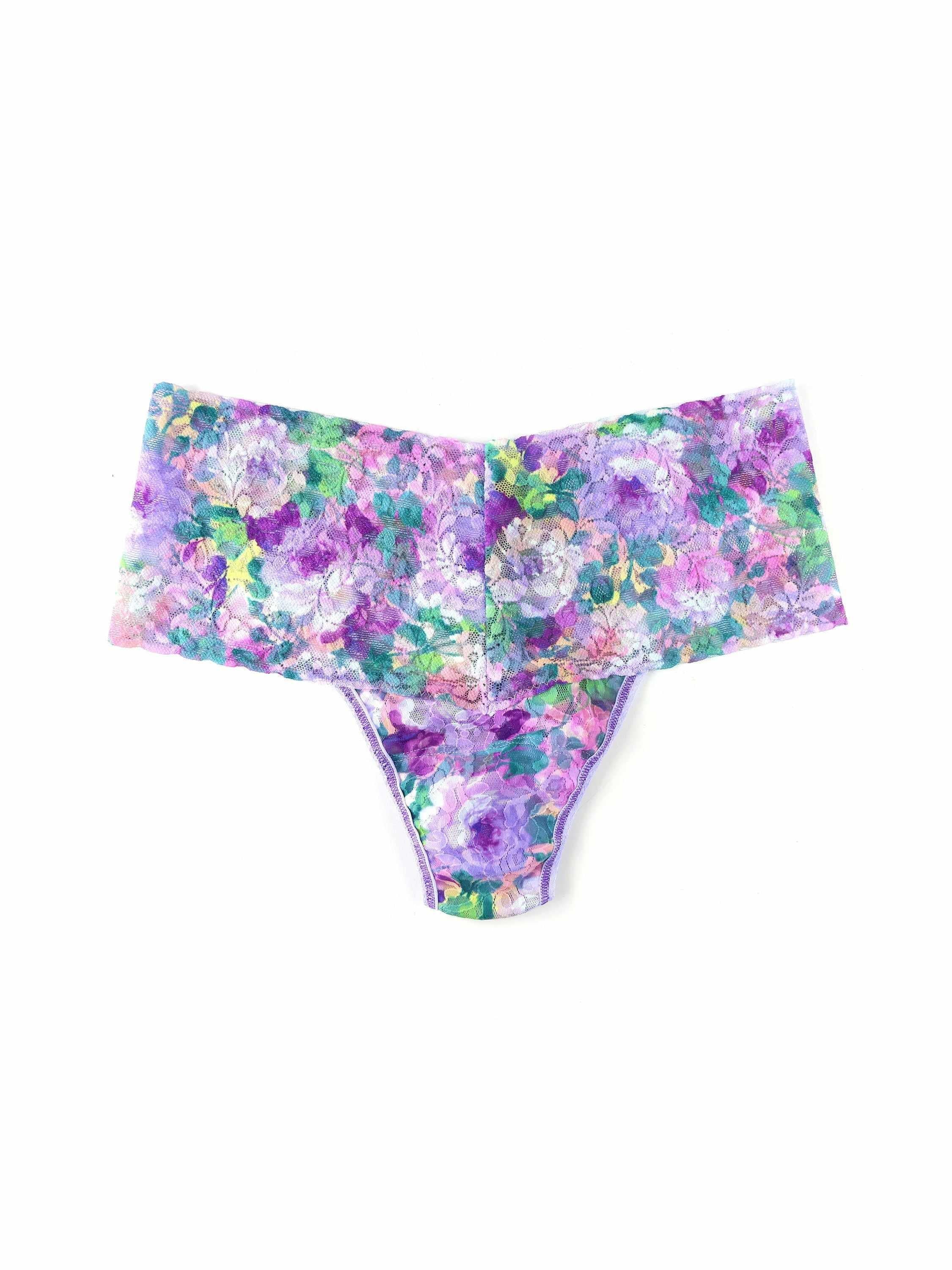 Printed Retro Lace Thong Bathe In Petals Sale