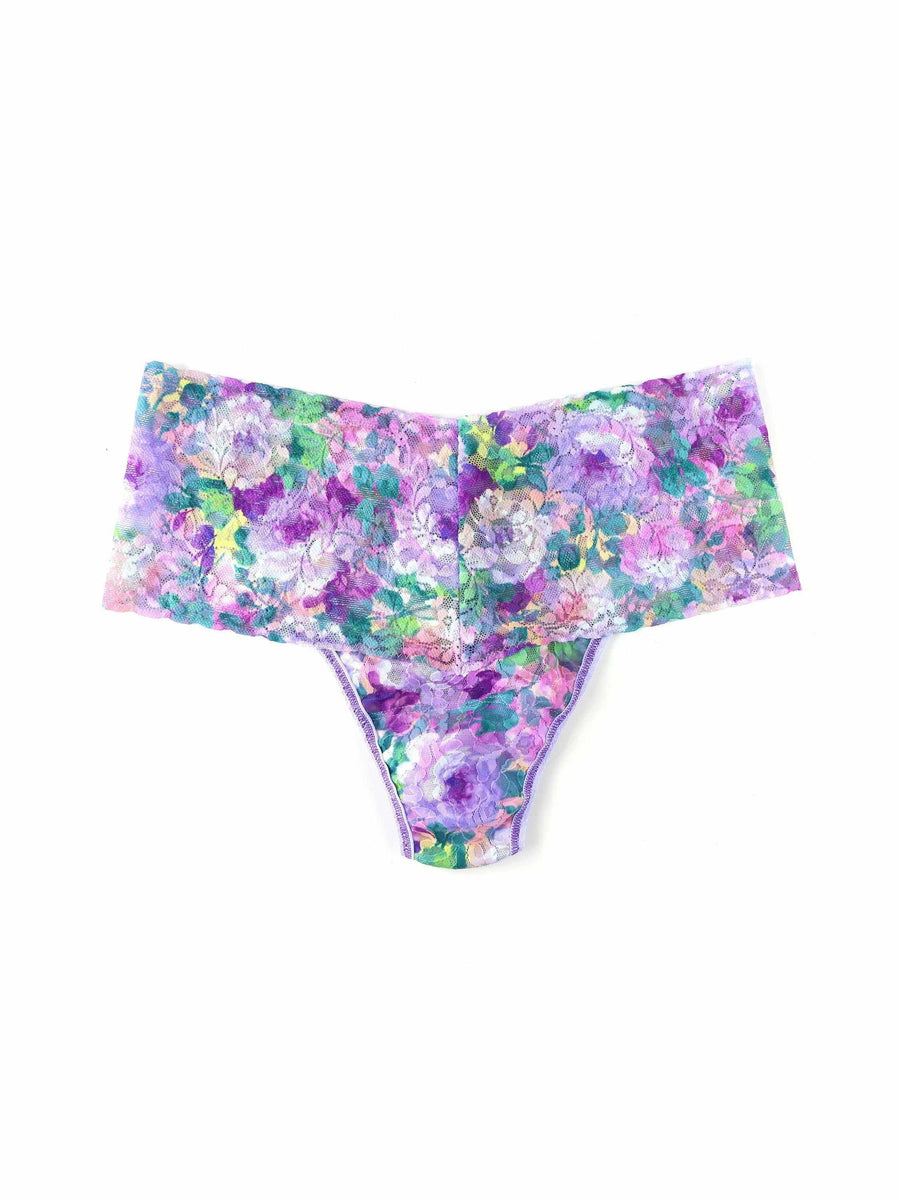 Printed Retro Lace Thong Bathe In Petals Sale
